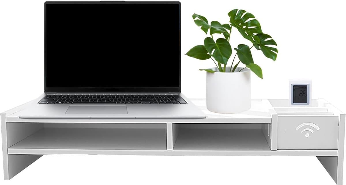 Monitor Verhoger - Bureau Organizer - Ergonomisch Werken - 3 Laags Opslag - 49x20.3x10 cm - Wit