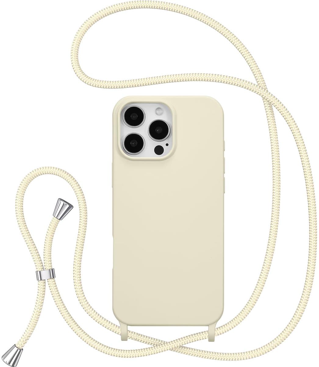 Telefoonhoesje geschikt voor Apple iPhone 15 Plus – Crossbody Case met Verstelbare Band – Wit