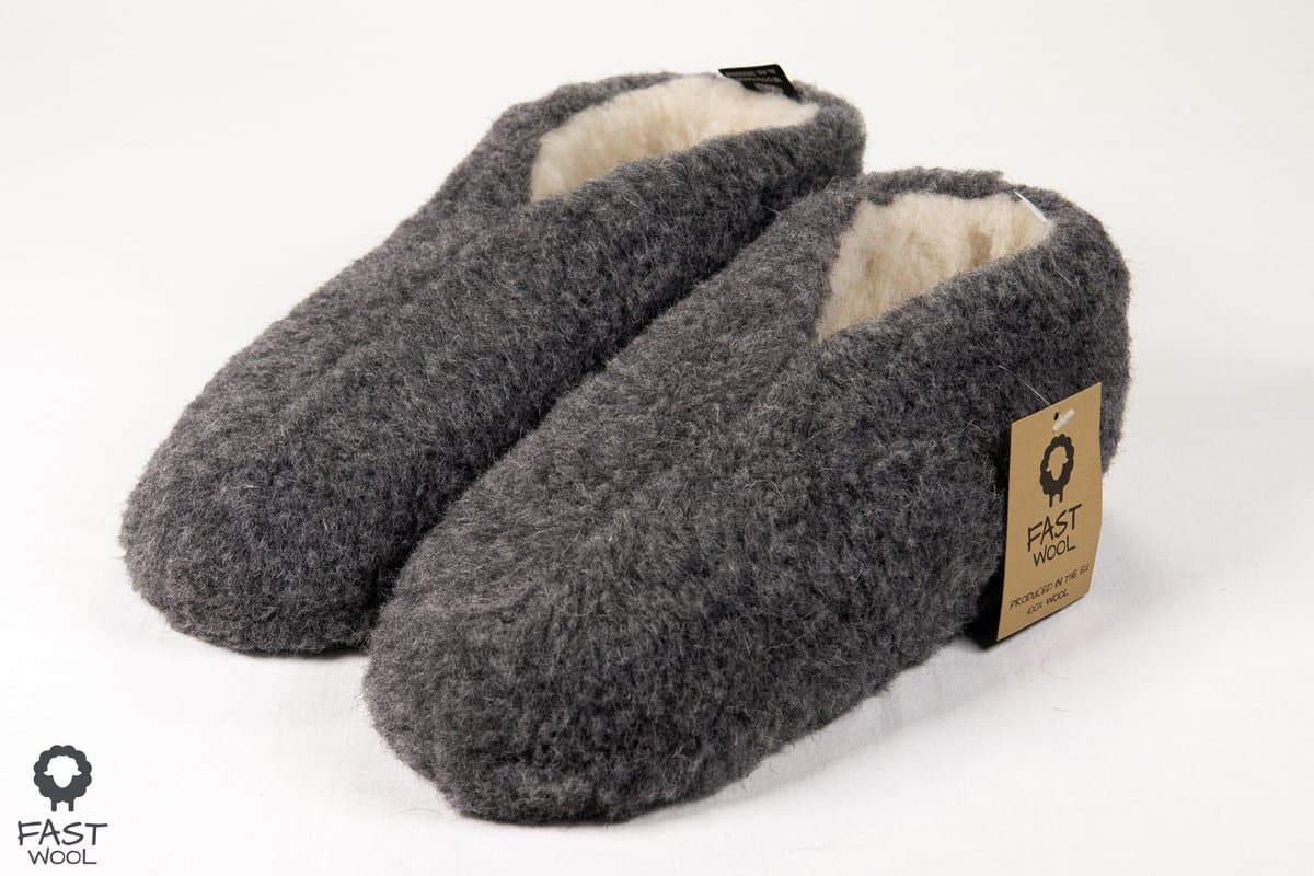 FAST WooL, Spaanse sloffen, 100% wol, grijs, maat 43