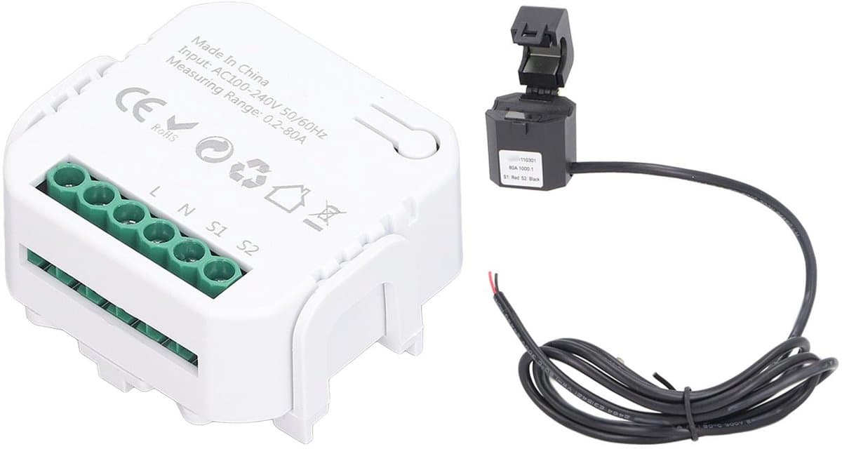 Slimme energiemeter, WiFi-energiemonitor voor thuis met stroomtang en app-bediening, eenfase-stroommeter, realtime monitor voor elektriciteitsverbruik, voltmeter voor slimme
