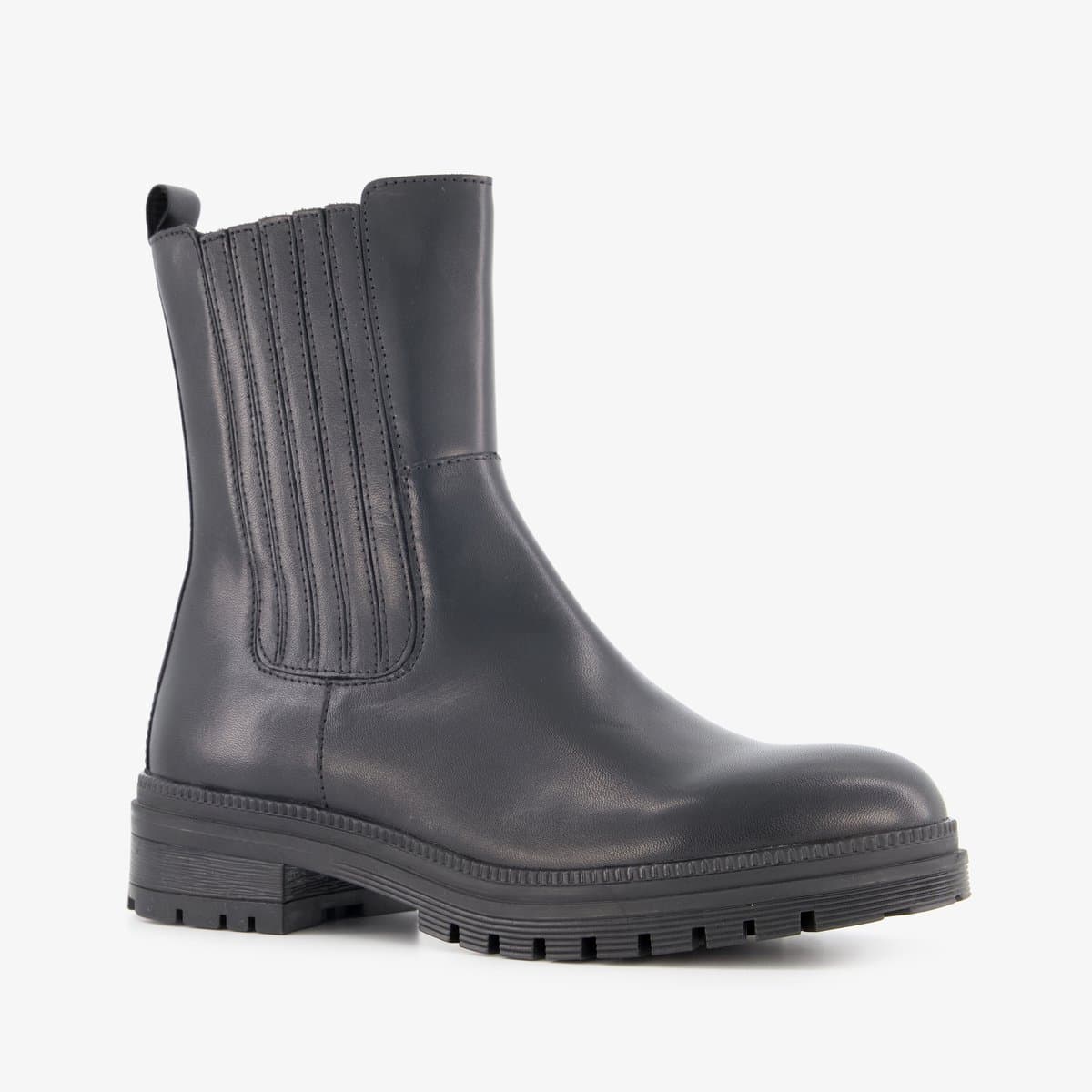 Haper leren dames Chelsea boots zwart - Maat 37