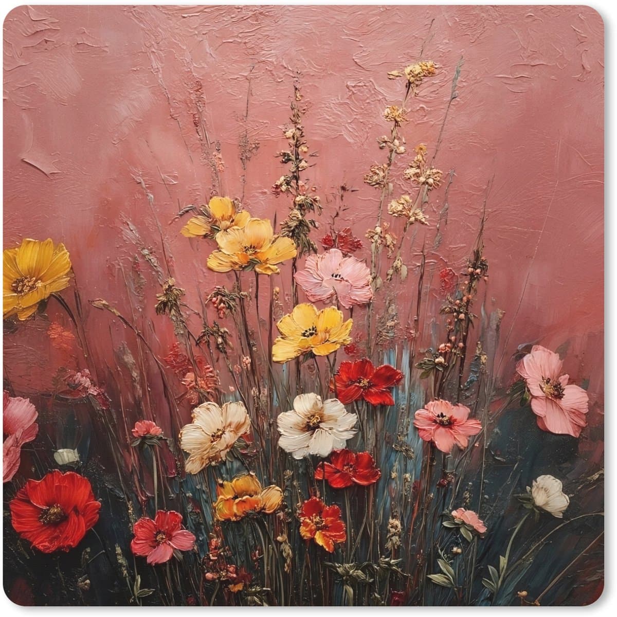 Muismat XXL 60x60 cm - Bureau onderlegger - Bureau mat Bloemenboeket - Fijne details - Roze - Bureaumat - Gaming mousepad xl - Bureaulegger groot - Computer deskmat