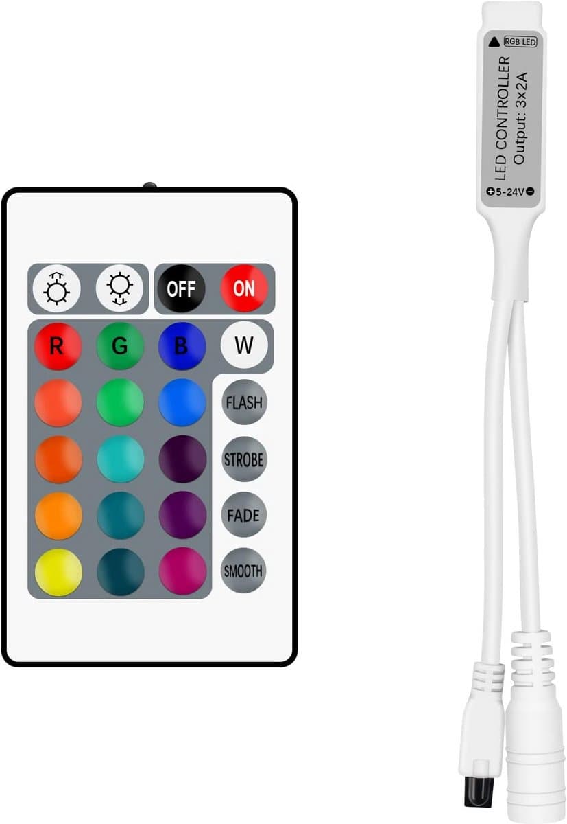 Mini RGB LED Controller met 24-toetsen IR Afstandsbediening voor 3528 5050 5630 LED Strips