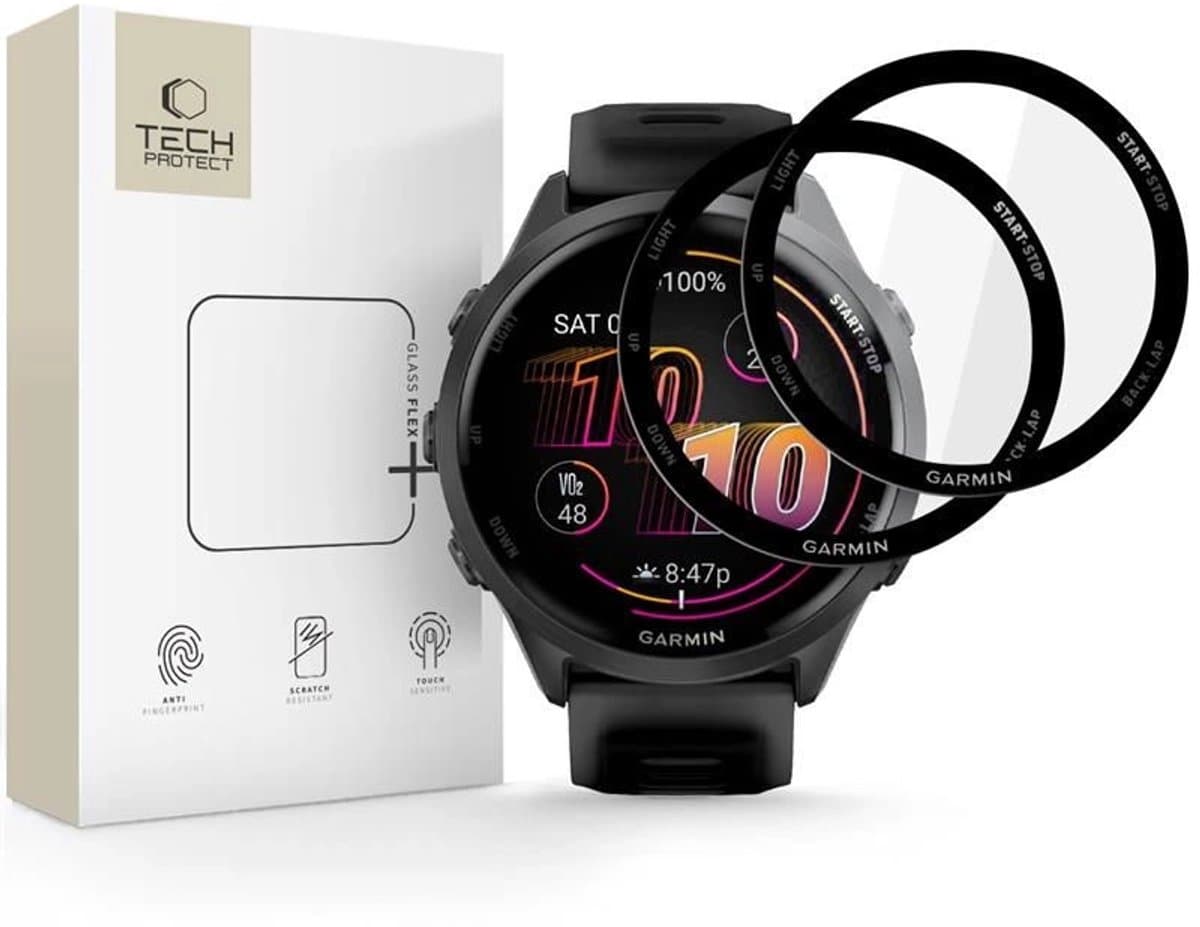 Tech-Protect Hybride Glas Flex+ 2-Pack Voor Garmin Forerunner 970