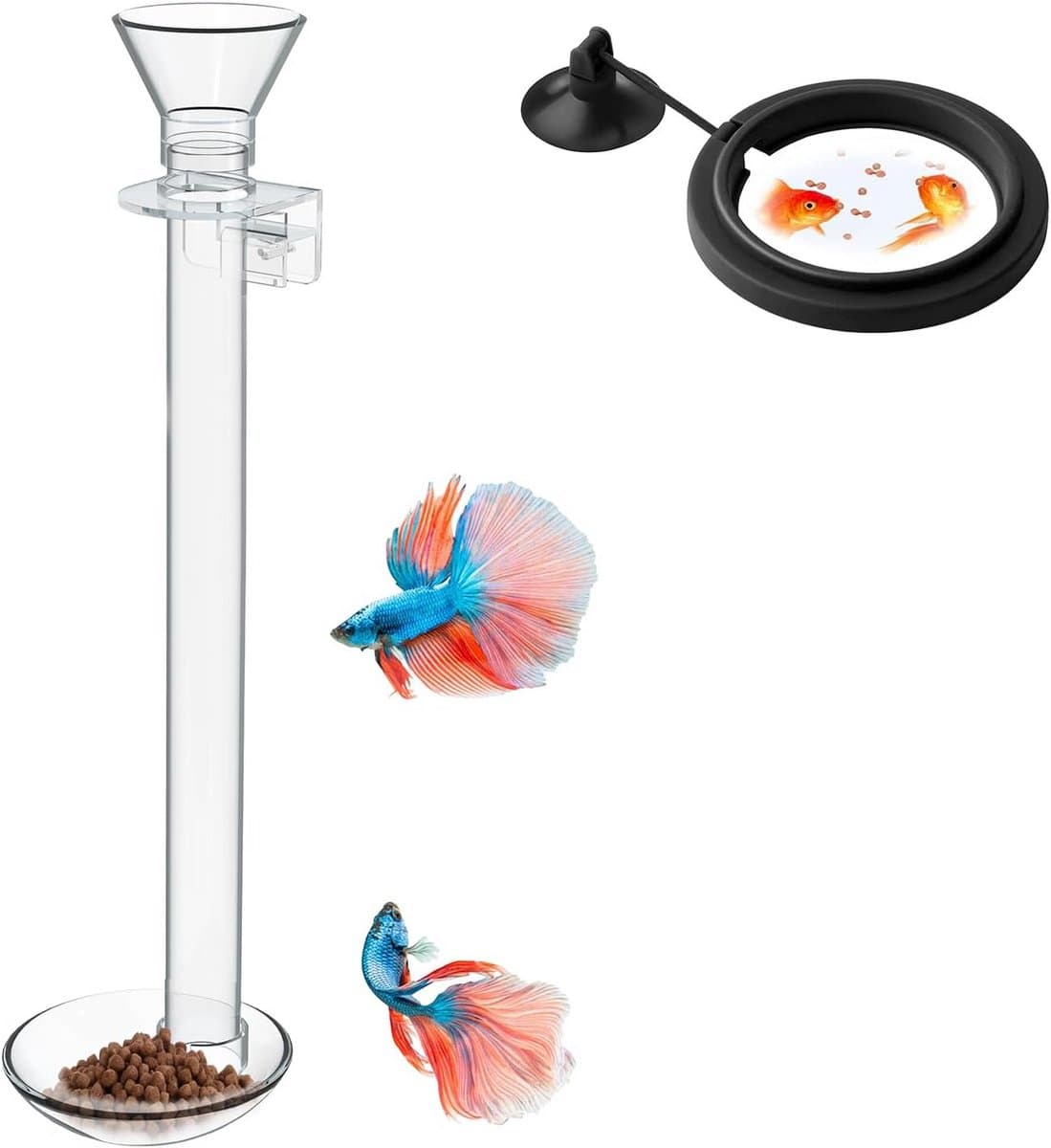 Transparante Voederbuis en Drijvende Ring voor Aquariumvoeding