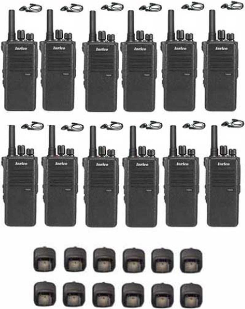 Set van 12 Inrico T522A IP66 4G LTE POC Zello Portofoon K1 2-Pins met D-shape oortje