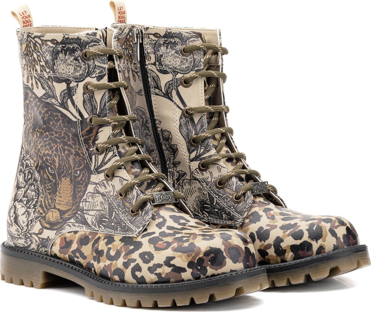 Goby Wild Leopard Dames Laarzen – Handmade – Vegan Leer – Maat 40