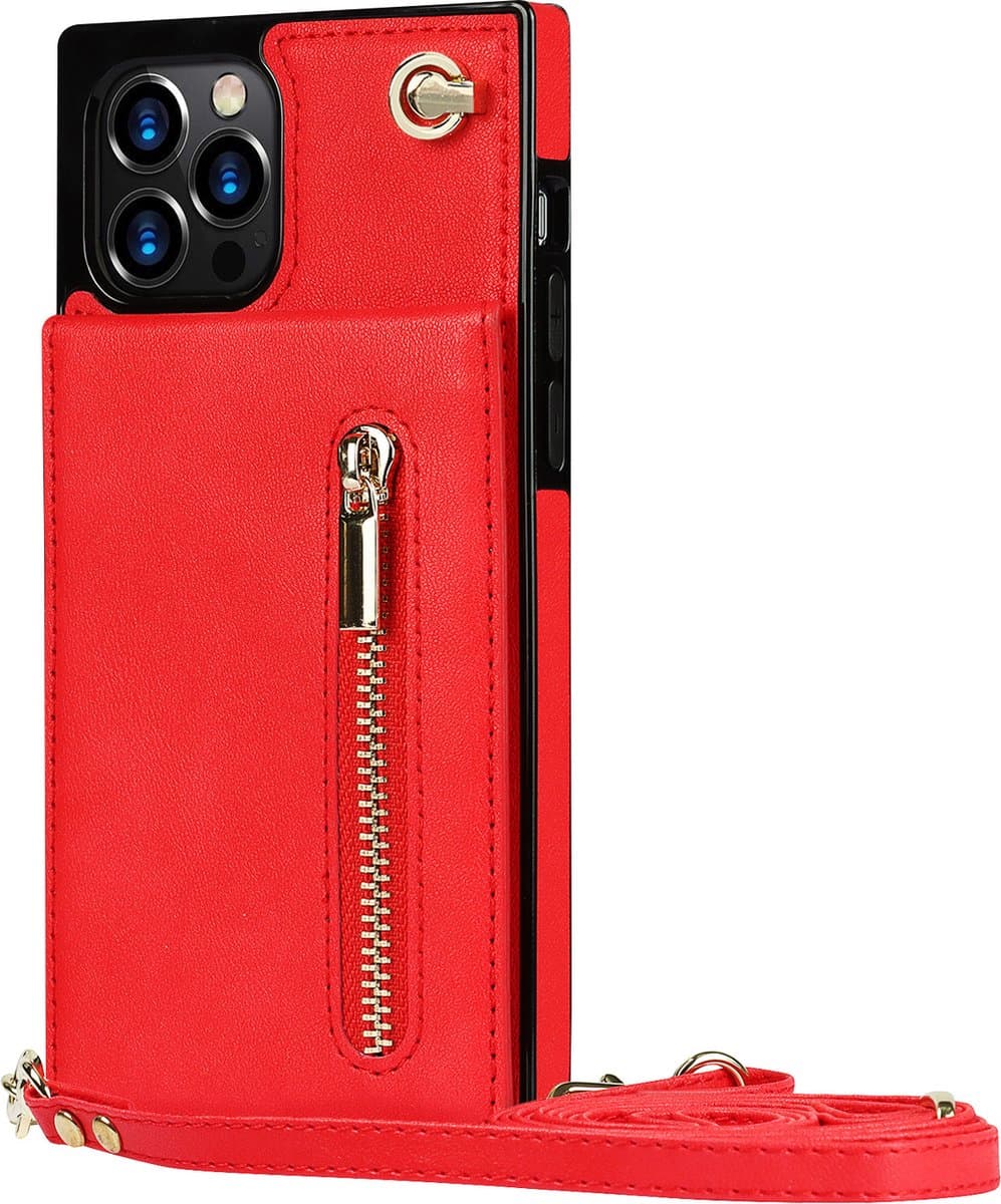 Hoesje geschikt voor Samsung Galaxy S23 Ultra - Backcover - Pasjeshouder - Portemonnee - Koord - Kunstleer - Rood