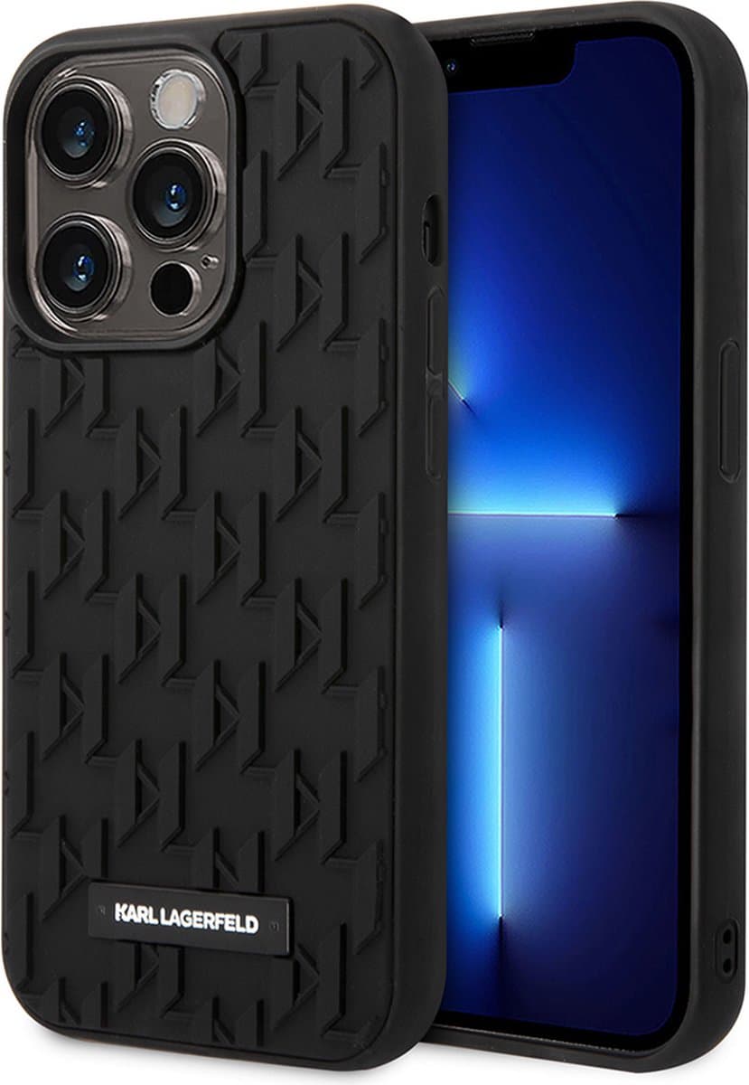 iPhone 14 Pro Backcase hoesje - Karl Lagerfeld - Effen Zwart - TPU (Zacht)