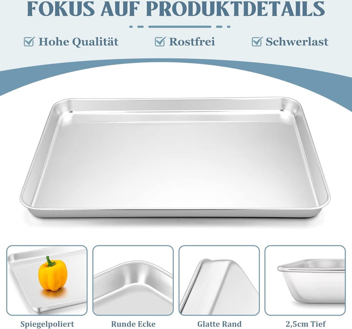 Roestvrijstalen bakplaat set van 2 - Voor braden, koken en serveren - Niet giftig en gezond - Spiegelglad en roestvrij - Vaatwasmachinebestendig - Afmetingen 314 x 246 x 25 mm. Washing Machine