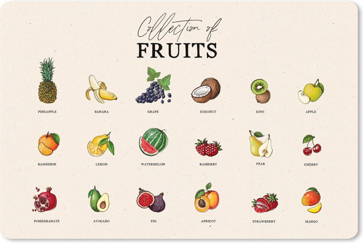 Muismat XXL 90x60 cm - Bureau onderlegger - Bureau mat Fruit - Keuken - Eten - Bureaumat - Gaming mousepad xl - Bureaulegger groot - Computer deskmat - Cadeau voor vrouw