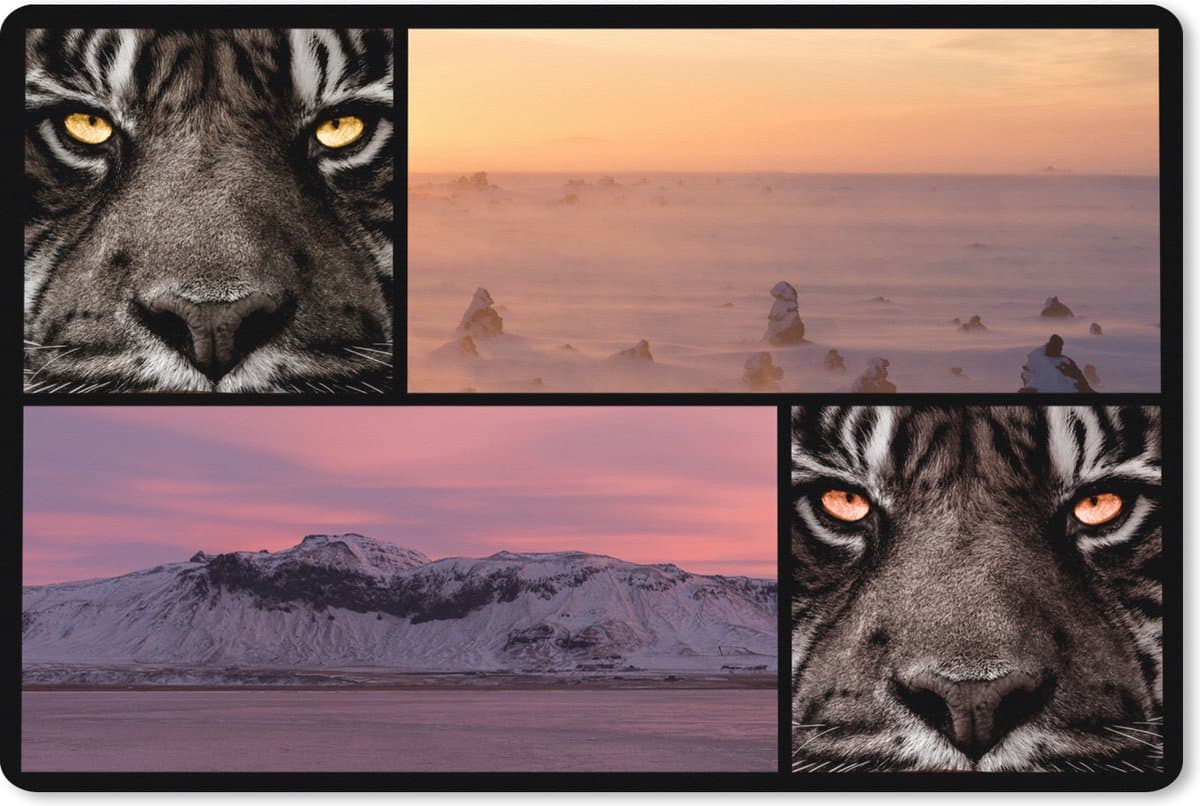 Muismat XXL 120x80 cm - Bureau onderlegger - Bureau mat Tijger - Collage - Natuur - Zonsondergang - Bureaumat - Gaming mousepad xl - Bureaulegger groot - Computer deskmat