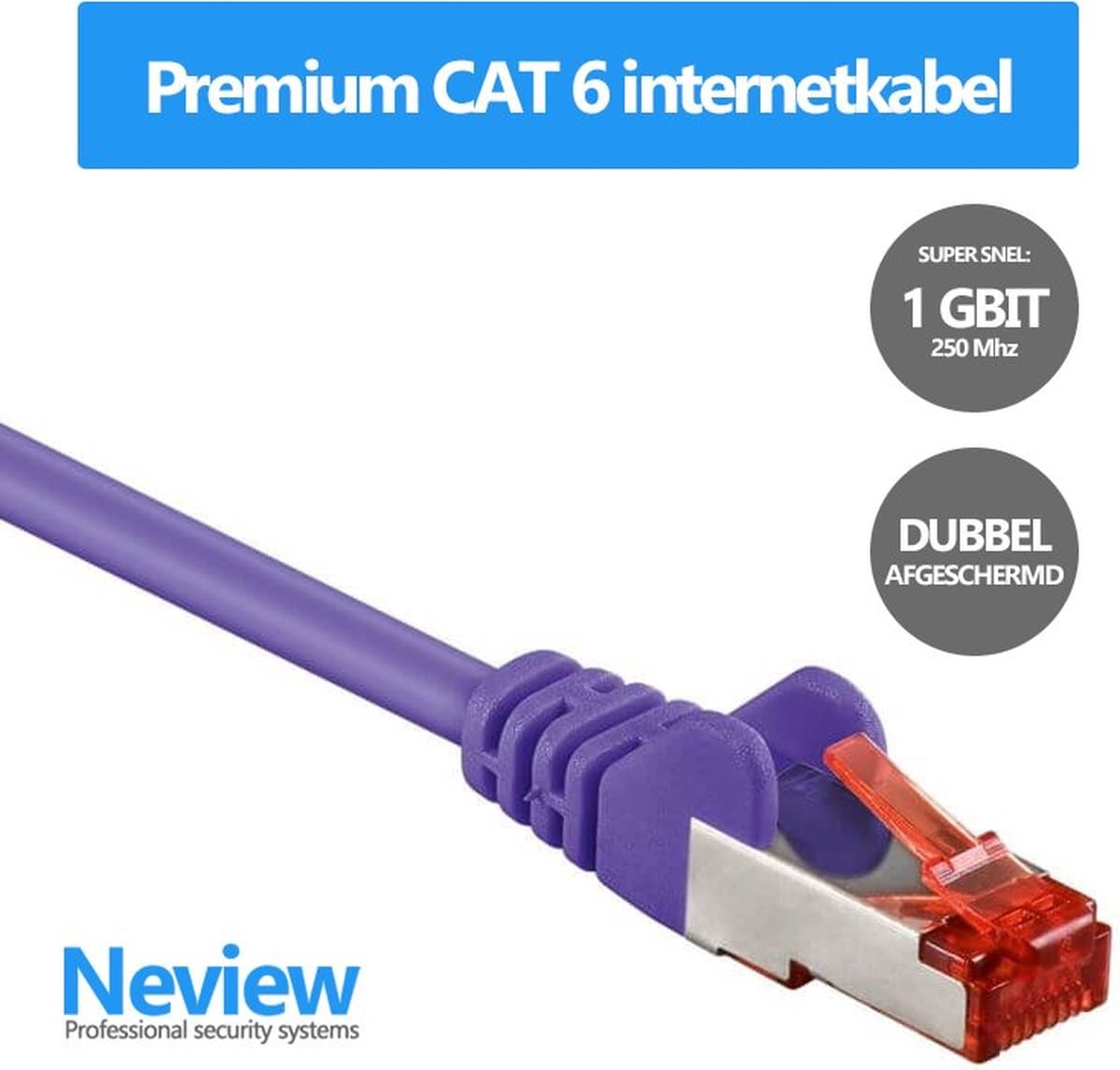 Neview - 10 meter premium S/FTP patchkabel - CAT 6 - Paars - Dubbele afscherming - (netwerkkabel/internetkabel)