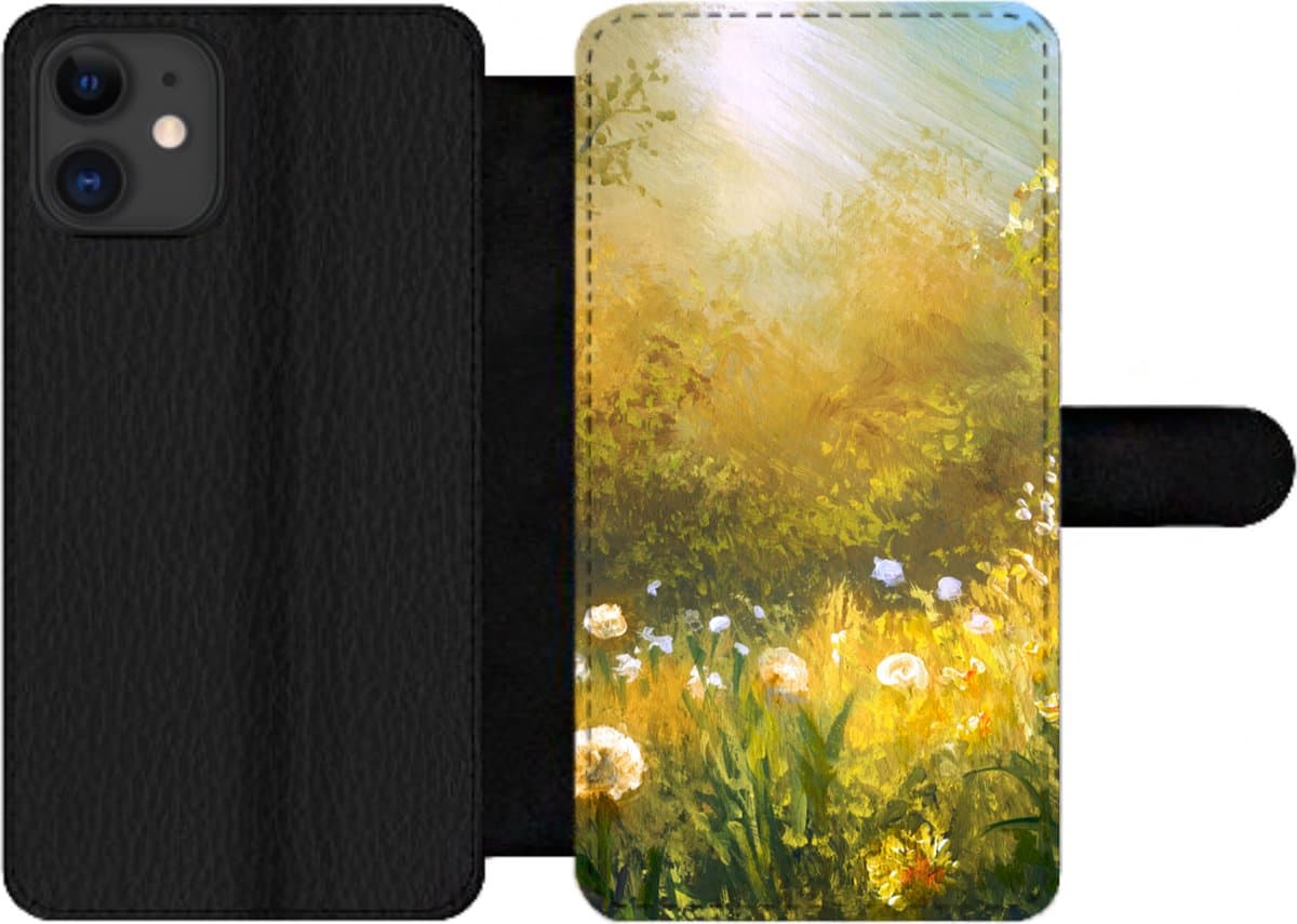 Telefoonhoesje Geschikt voor iPhone 12 Pro Max telefoonhoesje - Bloemen - Zomer - Aquarel - Met vakjes - Wallet case met magneetsluiting