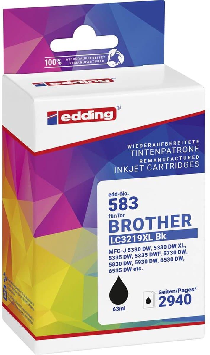 Edding Inktcartridge vervangt Brother LC-3219XLBK Compatibel Zwart EDD-583 18-583-01