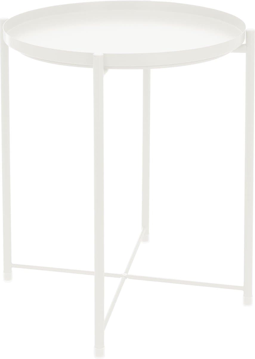 Bijzettafel rond Ø42x52 cm wit metaal met dienblad ML design