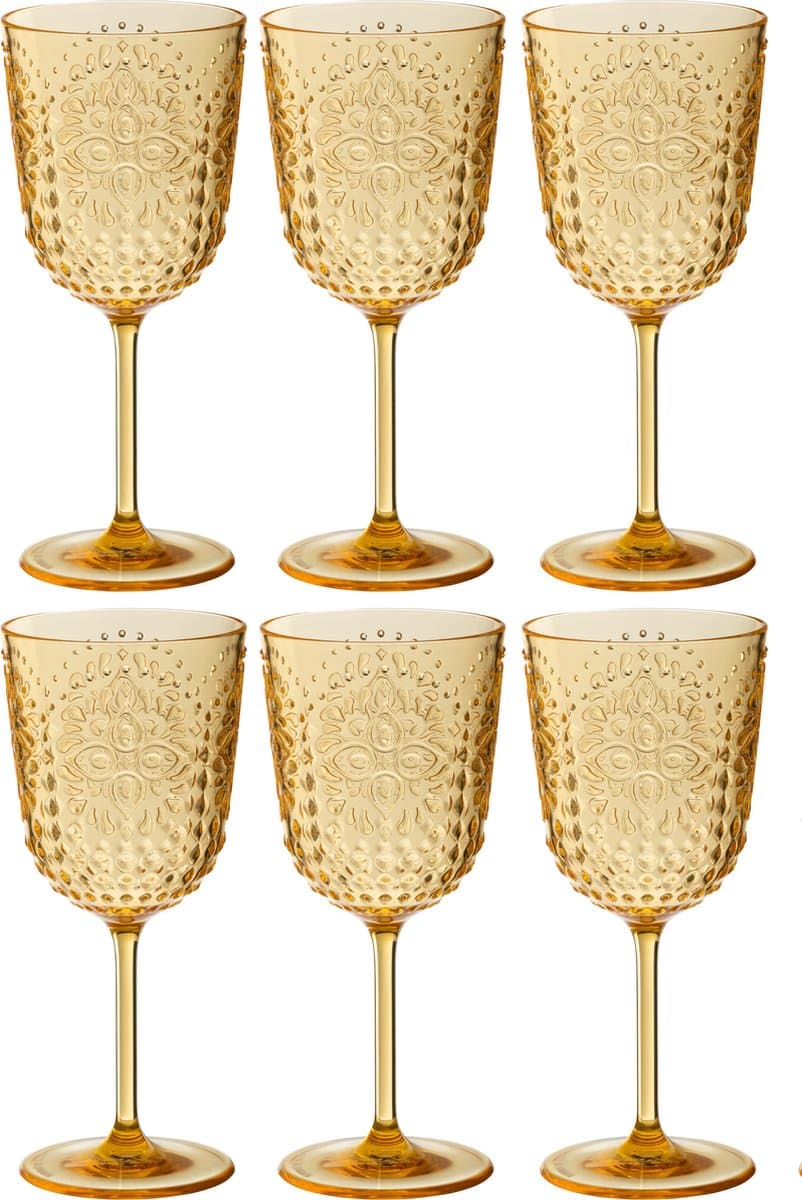J-Line wijnglas - kusntstof - geel - doos van 6