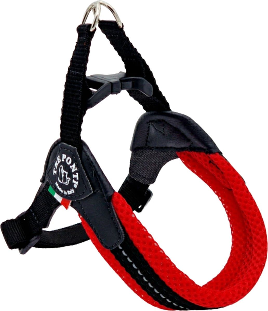 Tre Ponti Fibbia Verstelbaar Hondentuig Mesh Rood&Reflectie - Hondenharnas - 48-62 Cm Tot 9 Kg