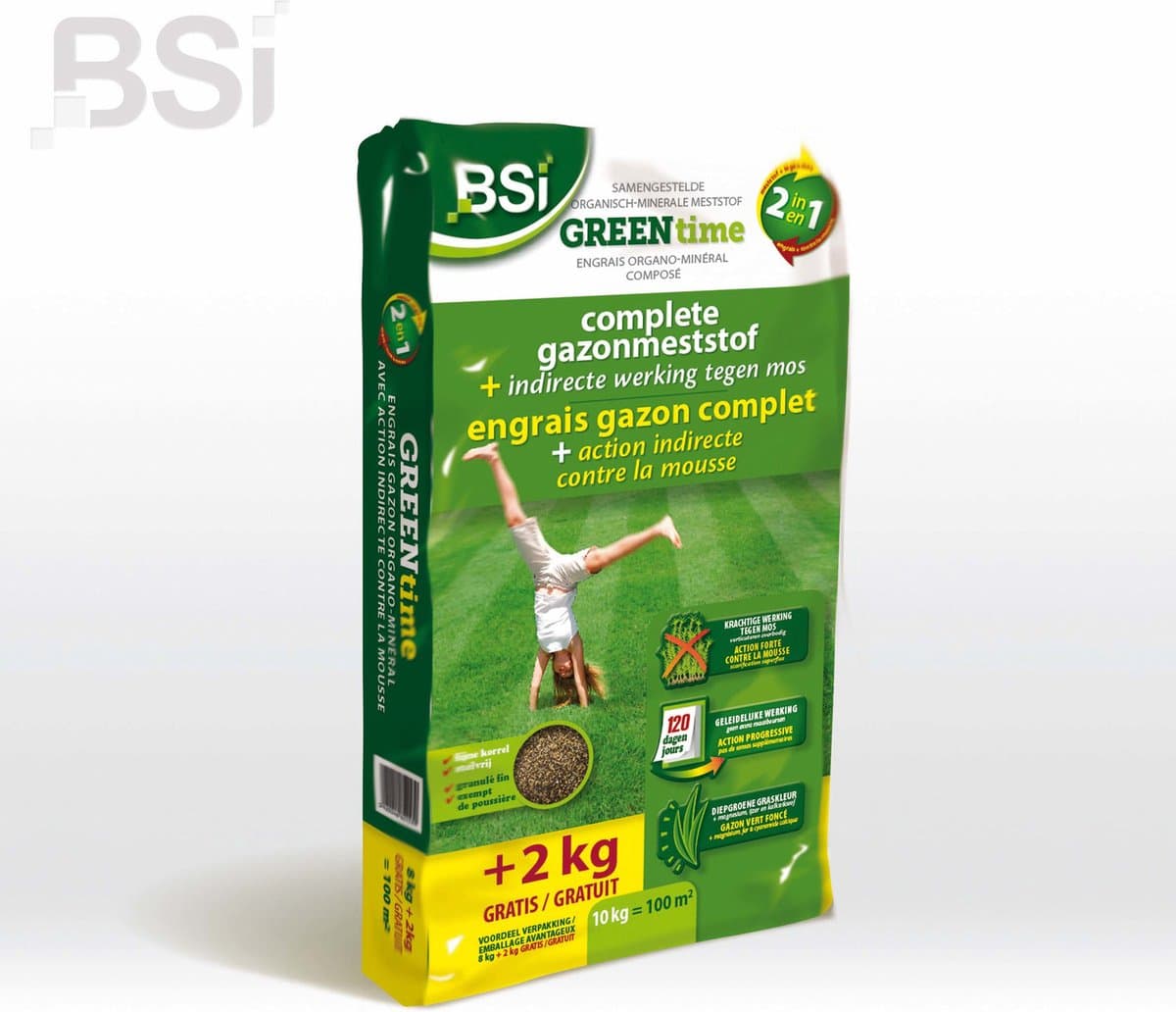 Greentime - organische-minerale meststof met een indirect werking tegen mos - 10 kg voor 100 m²