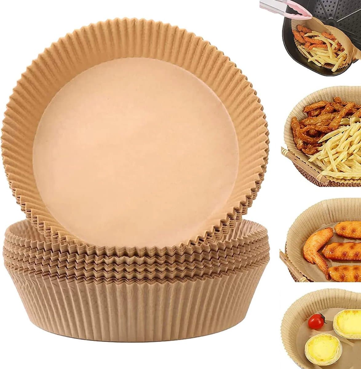50 Stuks - AirFryer Wegwerpbakjes - AirFryer Bakpapier - Bakpapier - 16CM - LOUZIR