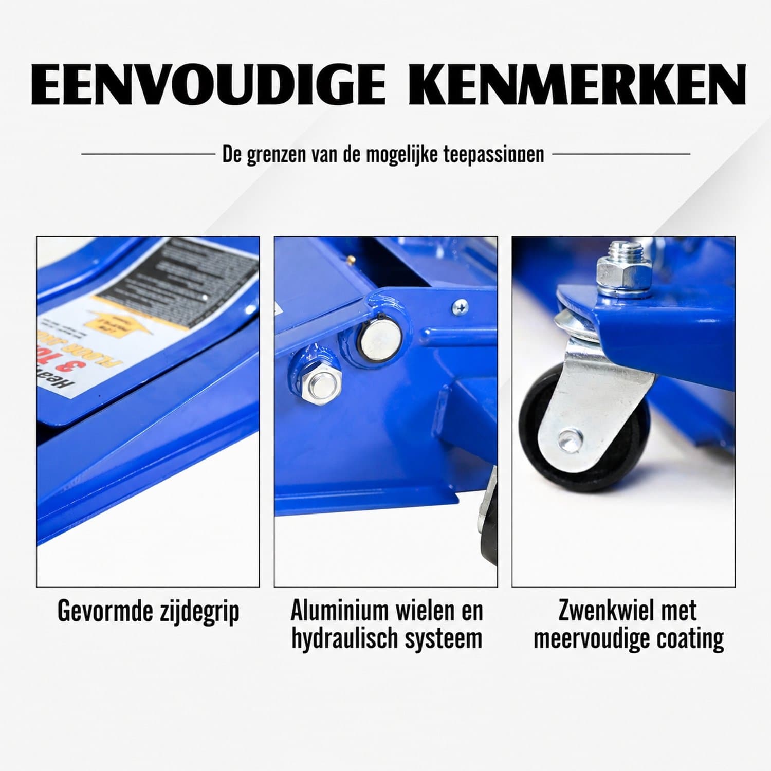 Garagekrik 3 Ton Hydraulisch - Lage Garagekrik Met Voetpedaal - Dubbele Snelhefpomp En 360° Zwenkwielen - Hefbereik 75 Tot 505 mm