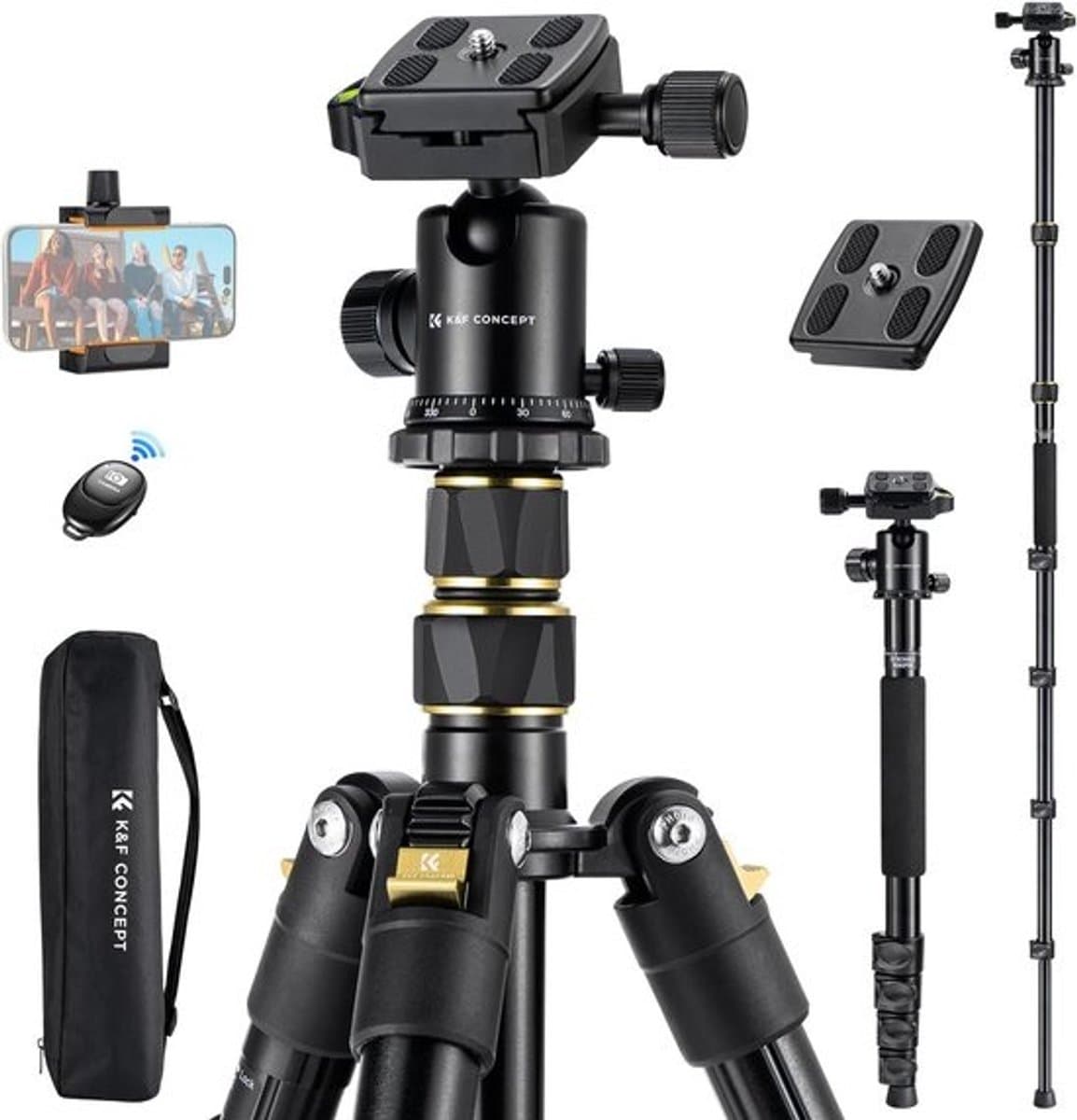 184 cm Camera Tripod met Monopod Functie en Bluetooth Remote