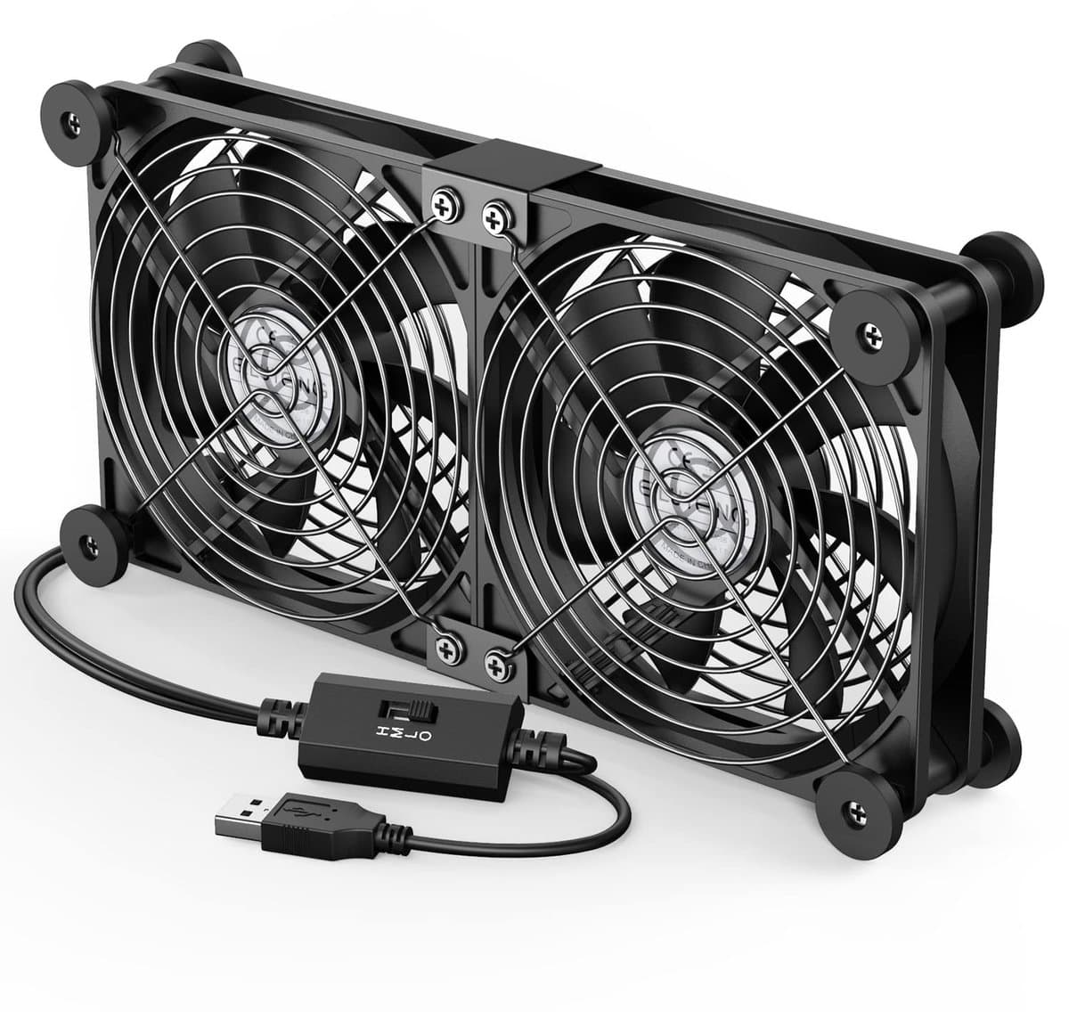 2-in-1 USB Ventilator, 120mm, 3 Instelbare Snelheden, Kleine PC Koelventilator, Stil en Efficiënt, Ideaal voor Computers en Laptops