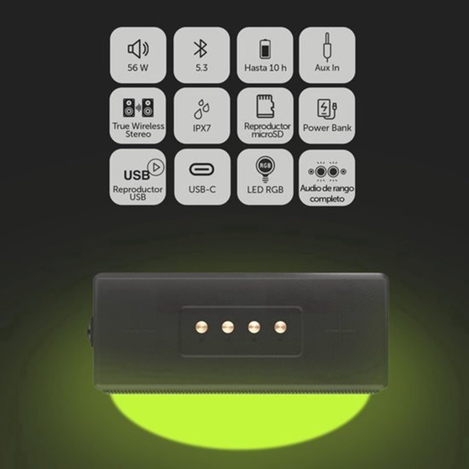 Draagbare Bluetooth Speaker 56 W Waterdicht - Stereo Geluid USB-C - Kunststof - Voor Buiten En Binnen