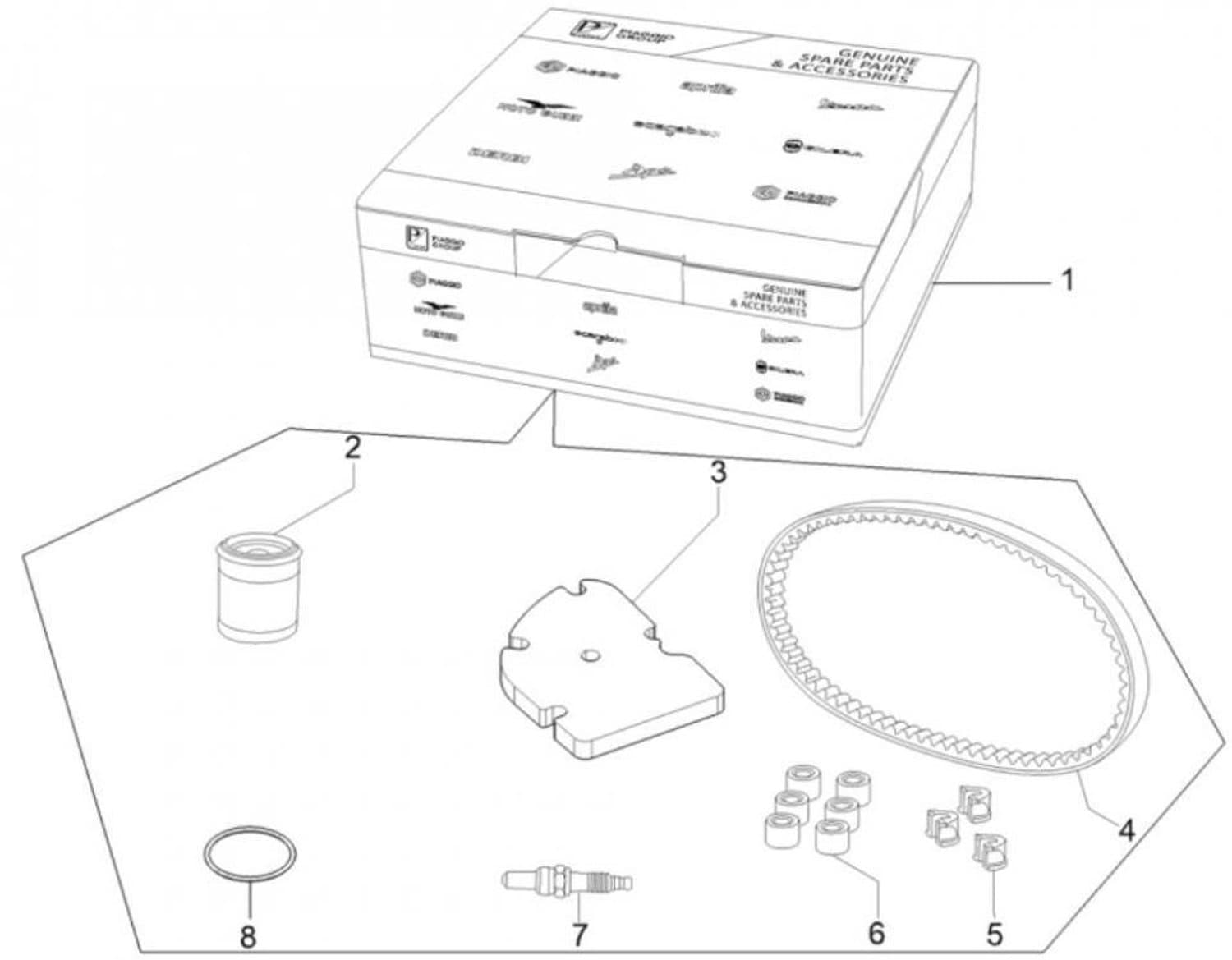 Kit révision entretien origine pour Piaggio 50 Liberty Euro 4 4T 3V AC 2017 à 2020 RP8CA1100 / 1R000517 Neuf