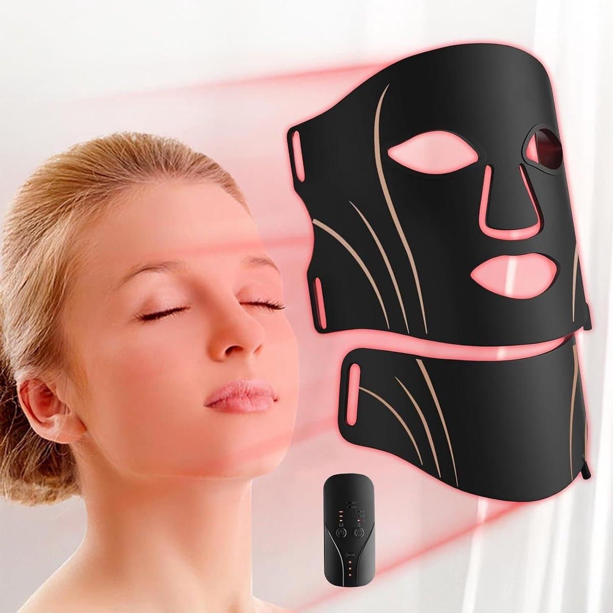 Gezichtsmasker LED Therapie - Gezichtsverzorging Huidverjonging - Huidverbetering Thuis - 7 Kleuren Lichttherapie - 28 x 20 x 5 cm