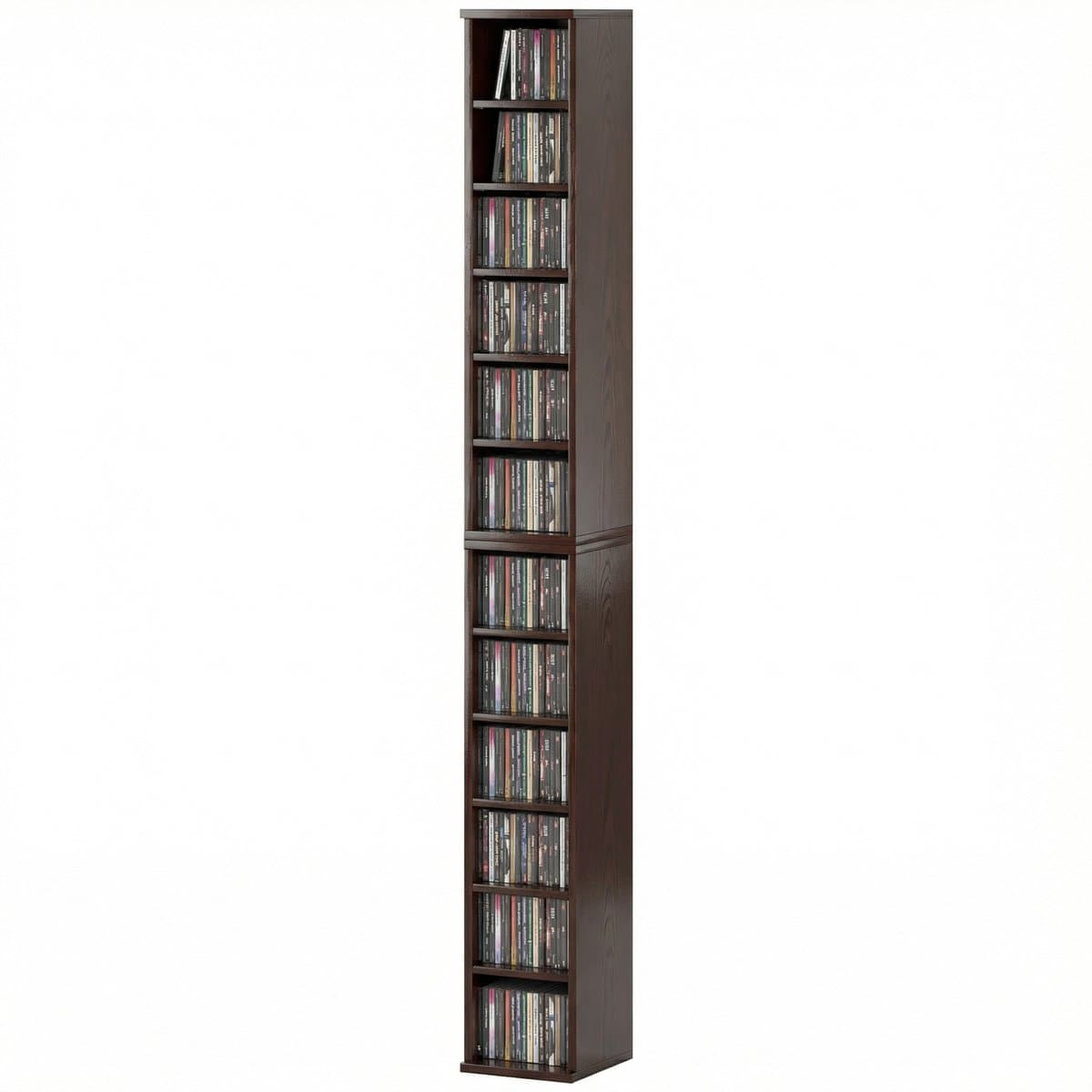 CD- en DVD-opslag - 2 - st - opbergkast met 12 vakken - max. capaciteit 204 cd's - 21 x 22.5 x 88.5 cm - bruin