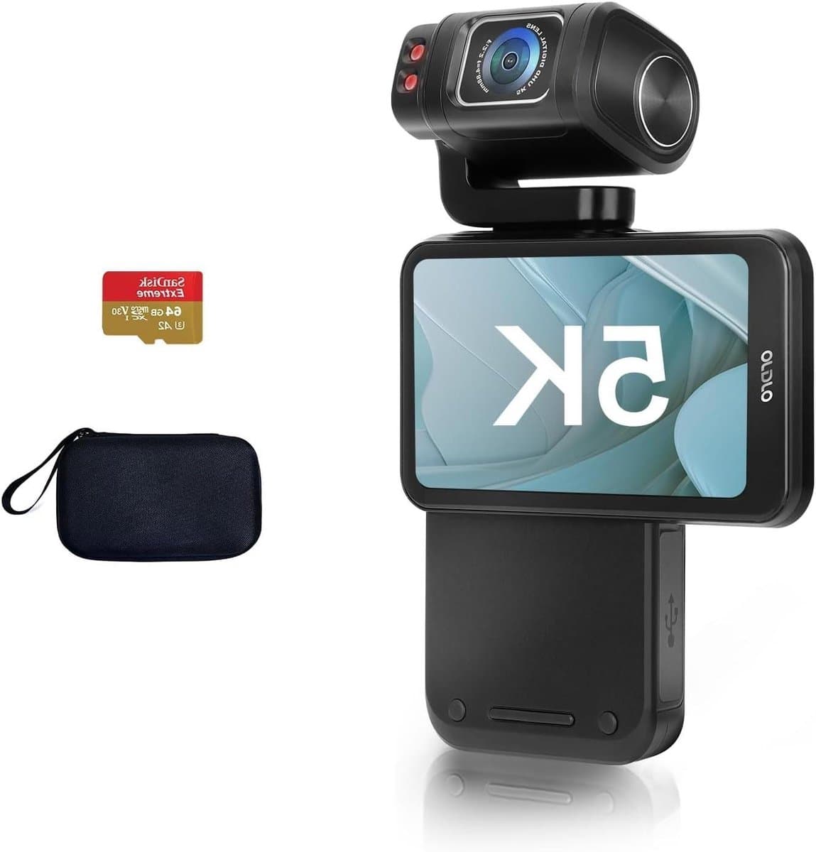 Draagbare Videocamera - Vlog Camera - Video Opnemen - 5K Resolutie - 3.5 Inch Touchscreen - Zwart