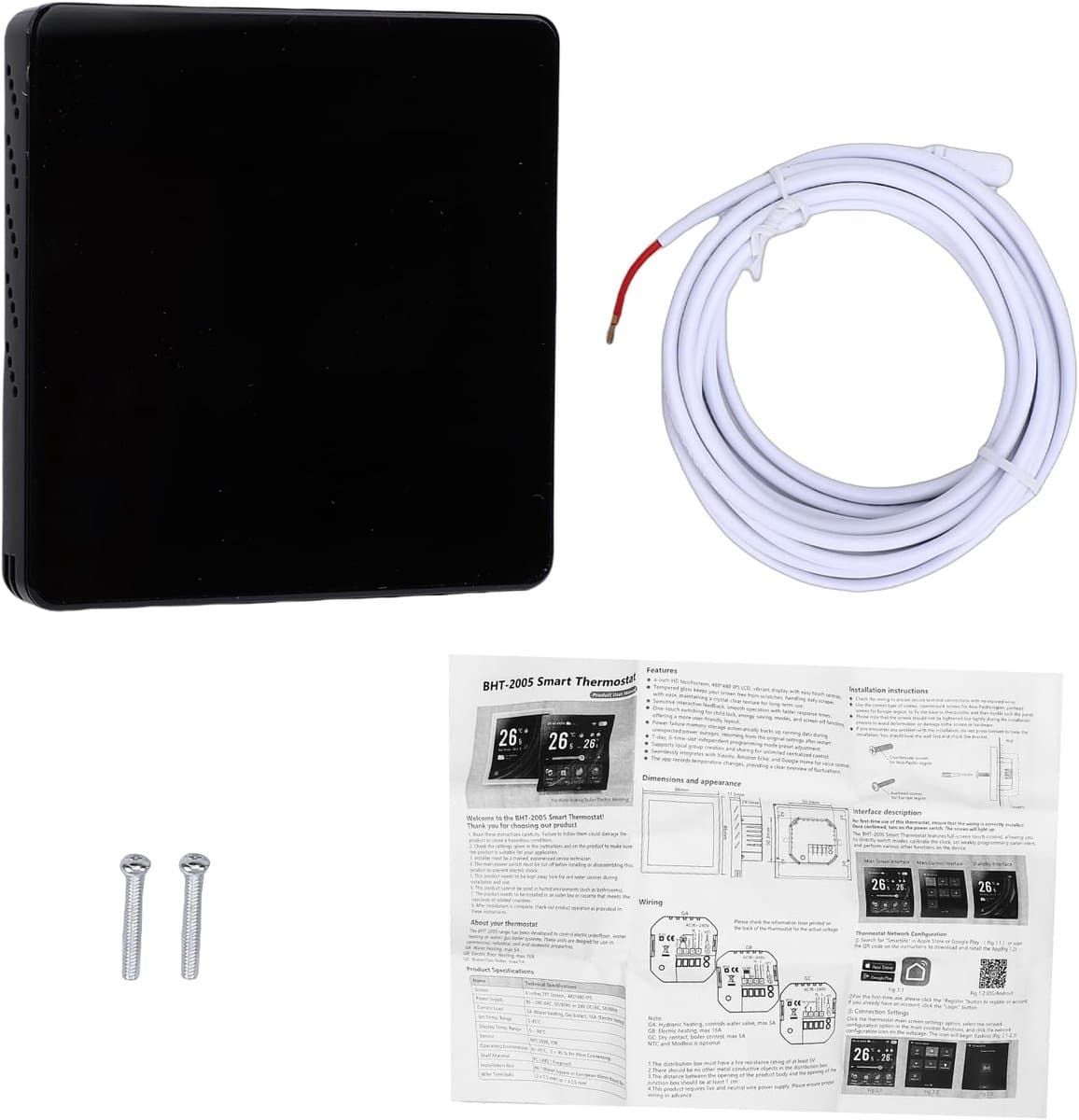 Slimme Thermostaat - Vloerverwarming Controller - Temperatuur Regelen - WiFi Bediening - 4 Inch Touchscreen - Zwart