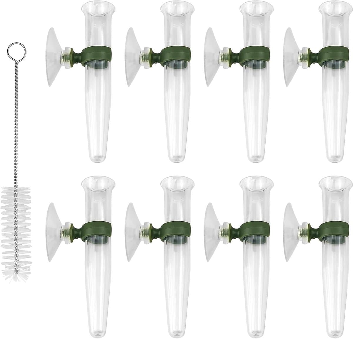 8 stuks bloemenwaterbuizen, buizen voor bloemendecoratie, herbruikbare bloemenbuizen, zuignap vaas, plastic muurhangende vaas voor het vers houden van planten en bloemschikken, met 8 stuks zuignappen