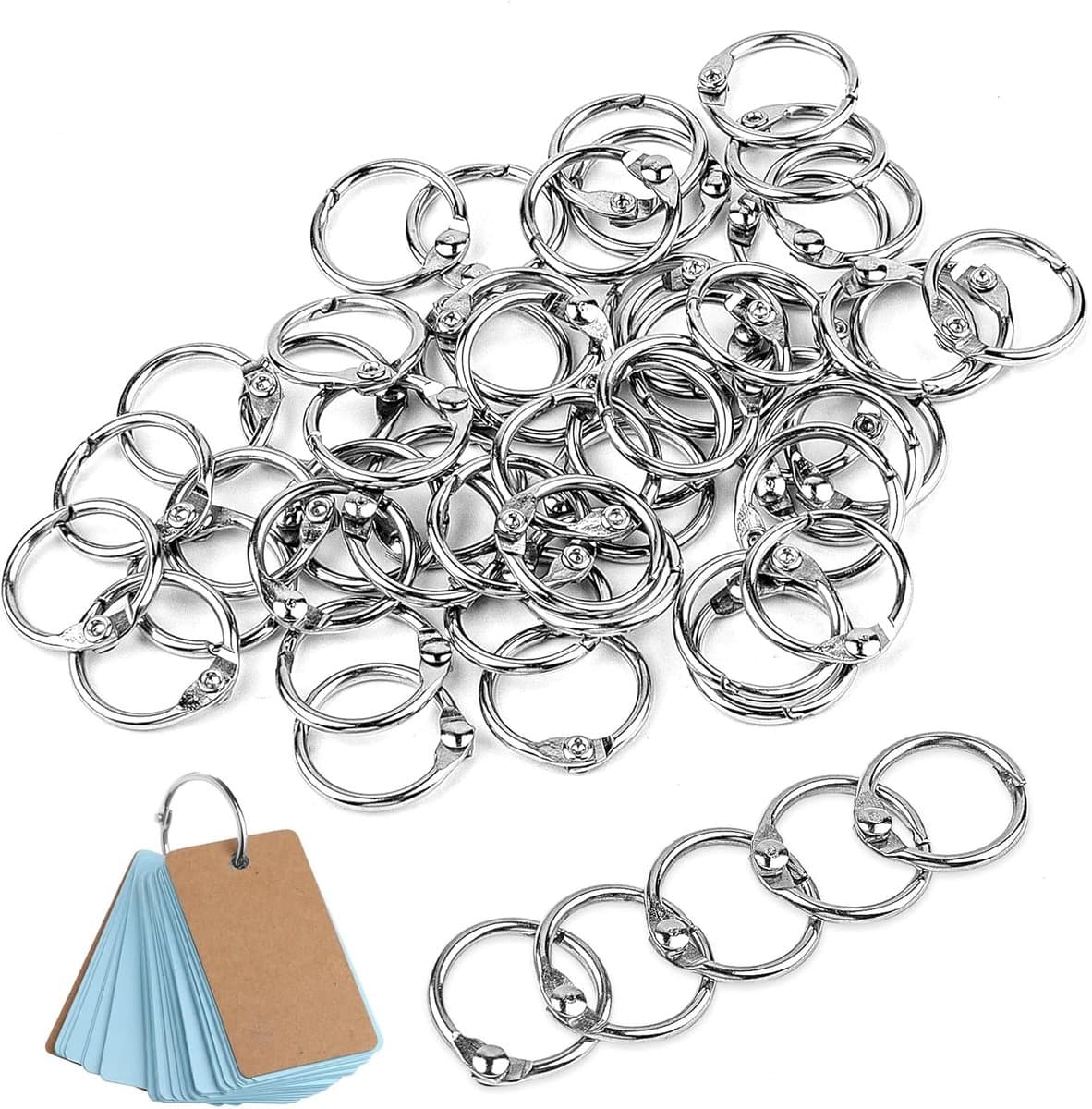 50 stuks metalen boekringen, 15 mm indexkaartenring, kleine heftringen, zilveren ringbinder, indexkaartenringen, voor notebooks, thuiskantoor, scrapbook, memo, opbergsleutelhanger, kantoorartikelen