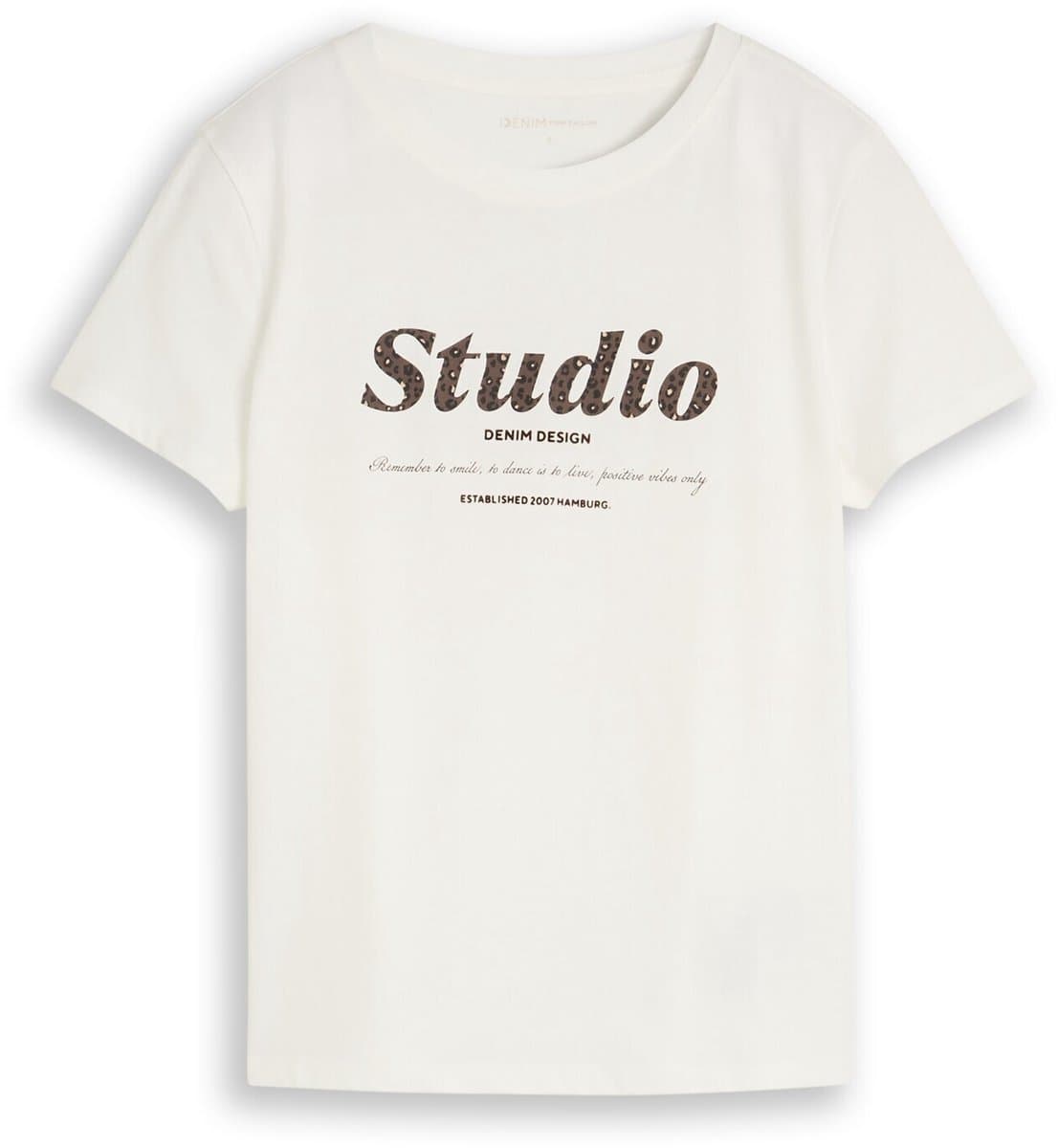 Tom Tailor Denim - T-shirt met print - Maat XS - off white
