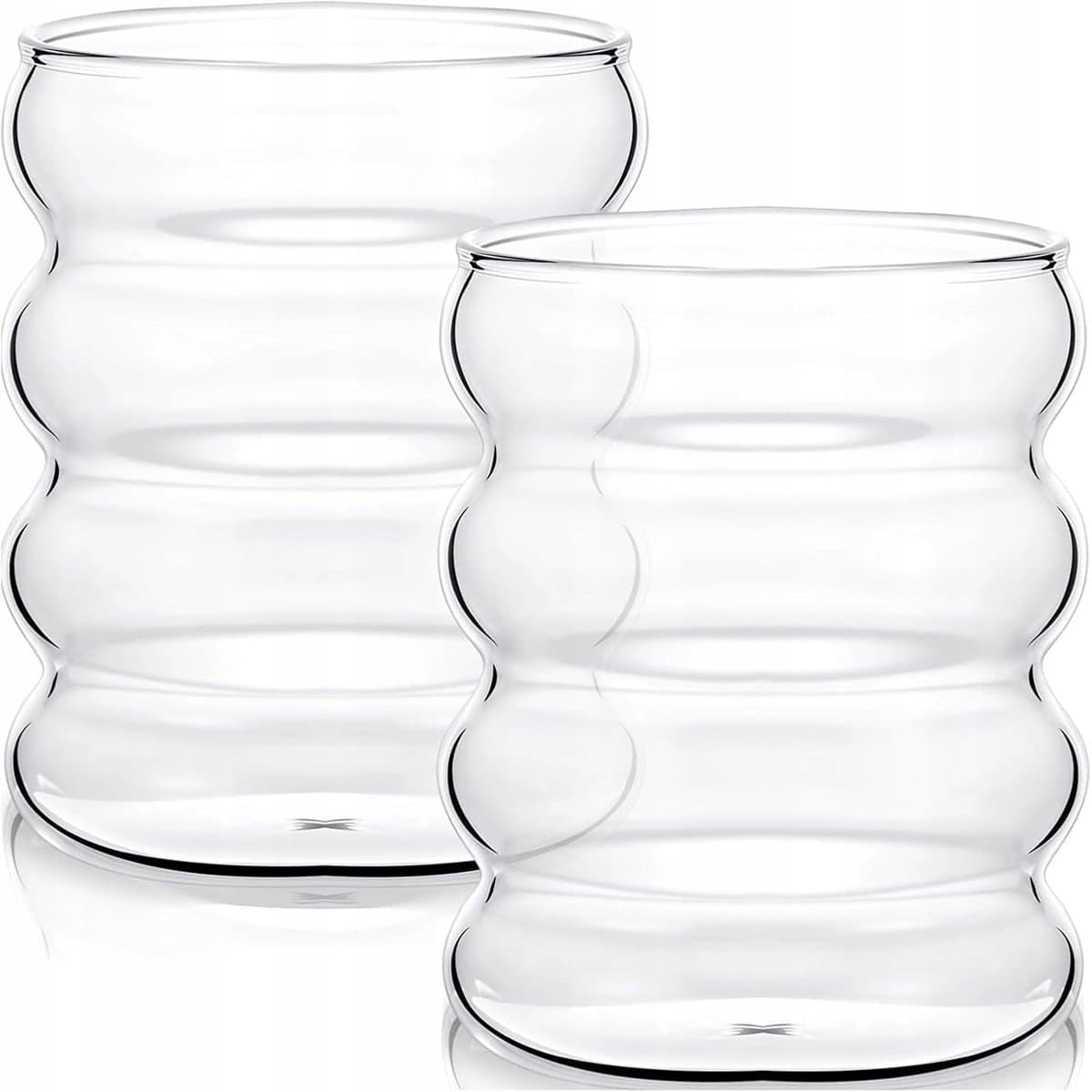 Merkloze Glazen Mok met Golfvorm - 300ml - Perfect Cadeau