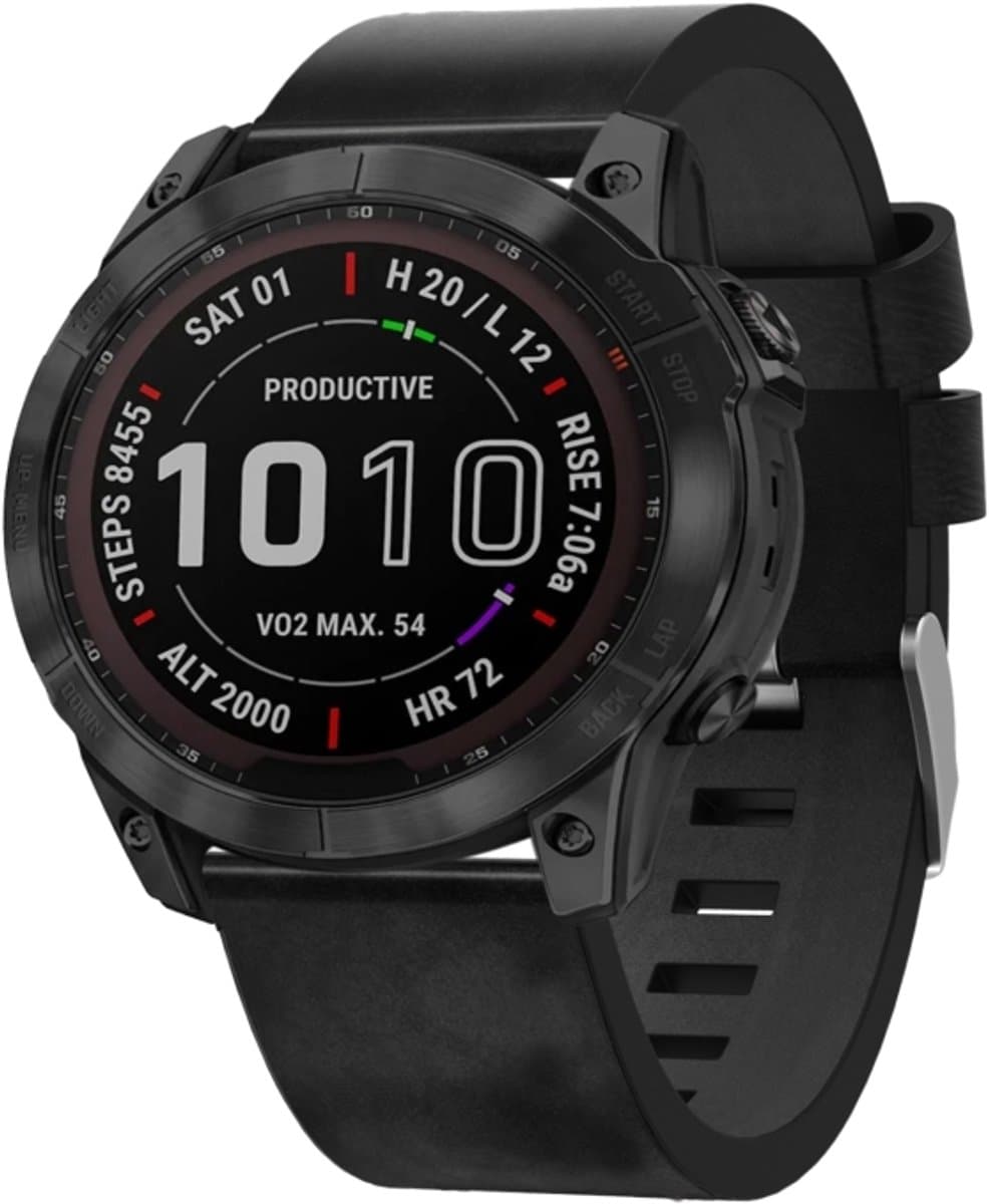 For Garmin Fenix 7X 26mm Leather Steel Buckle Watch Band(Black)