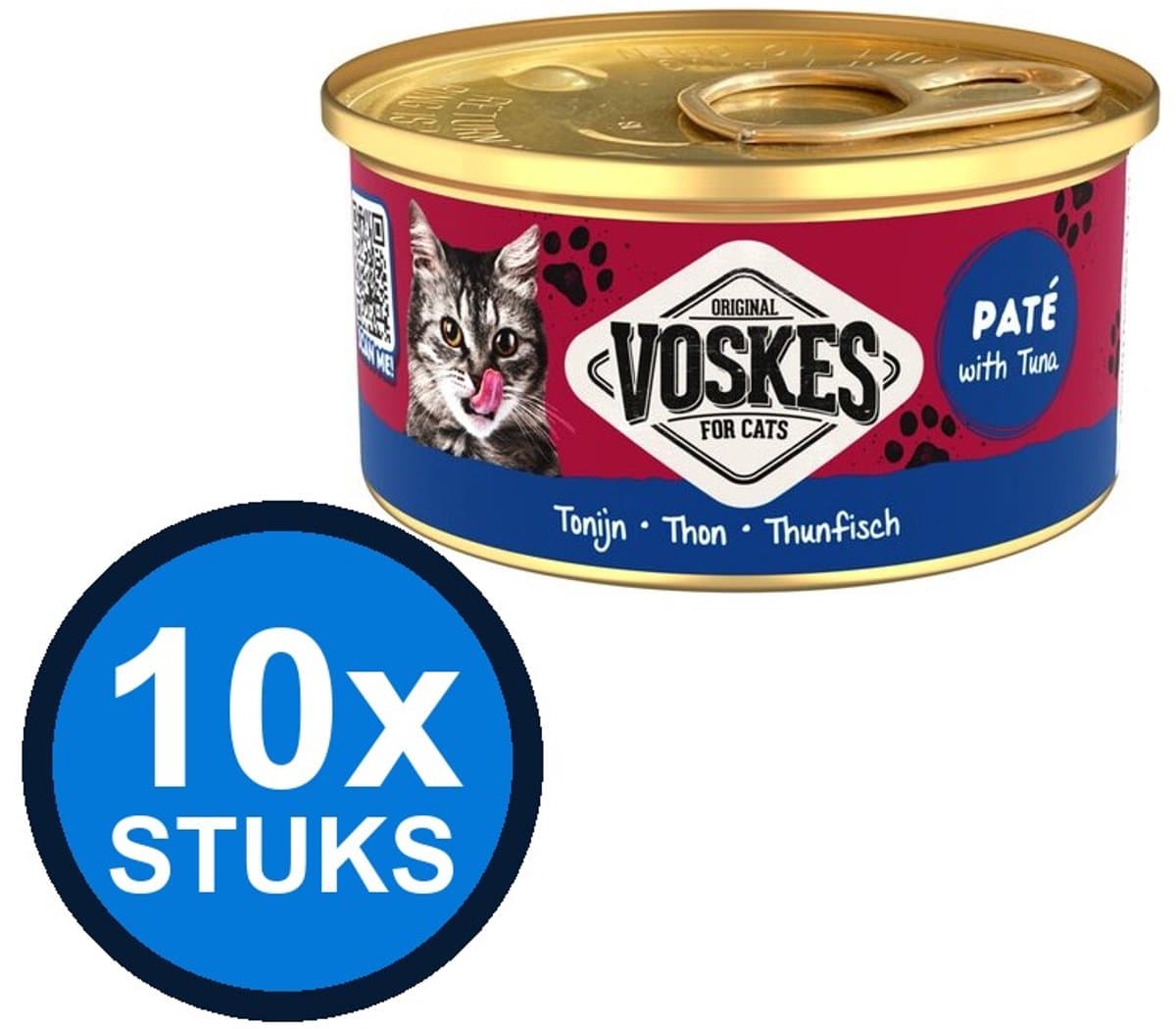 10x Voskes Pate Tonijn - Kattenvoer - Blik 85g