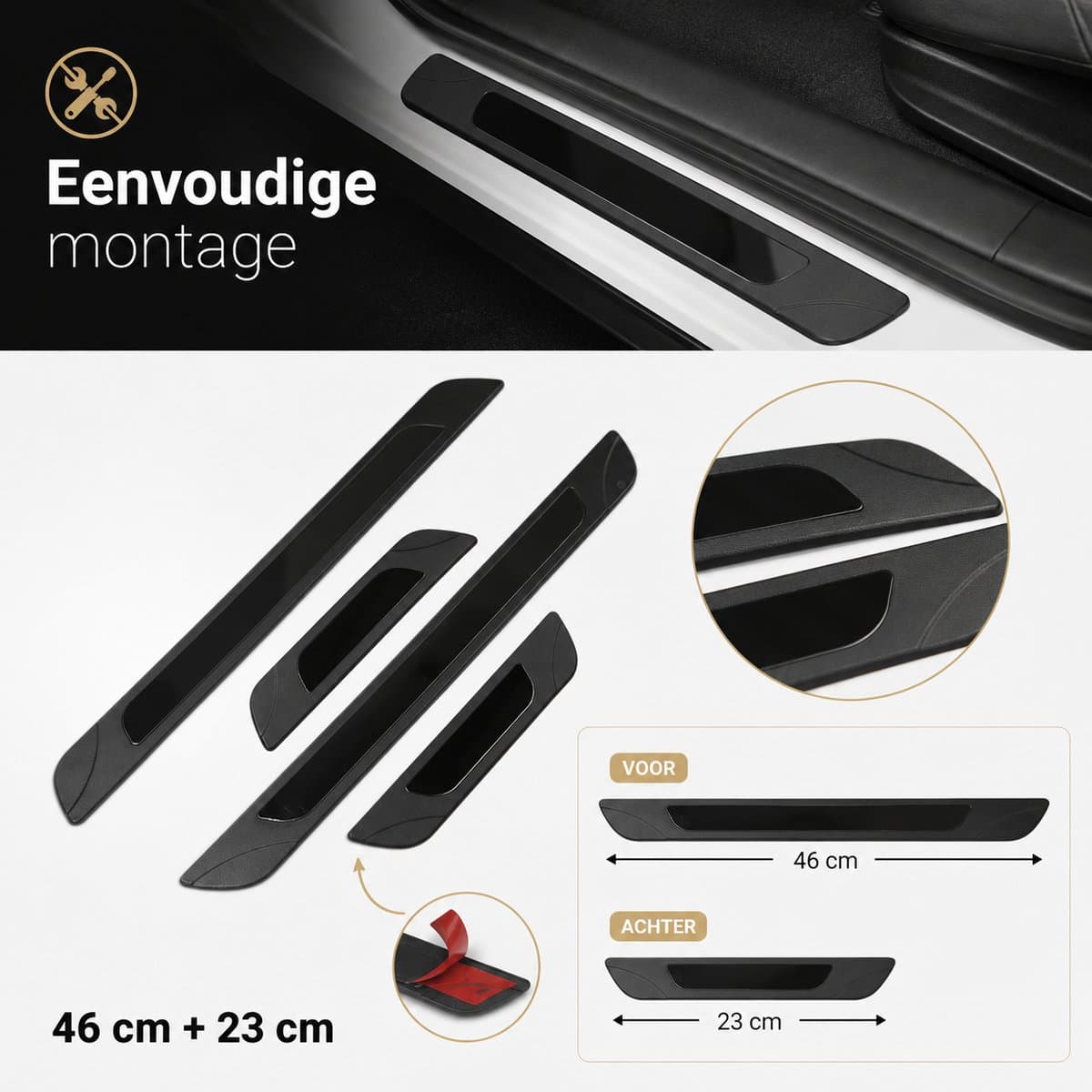 Instaplijsten Volvo V50 S50 - Set van 4 - Zwart glans - AIM