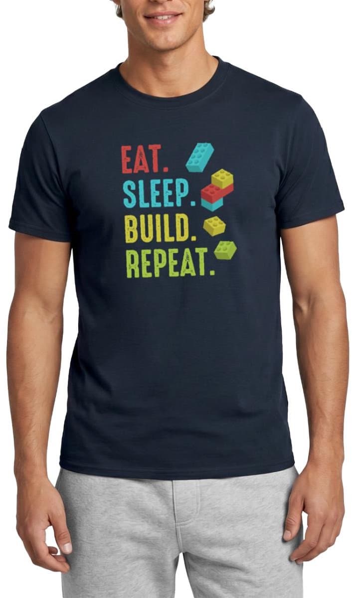 Eat Sleep Build Repeat Brick Builder T-Shirt Heren