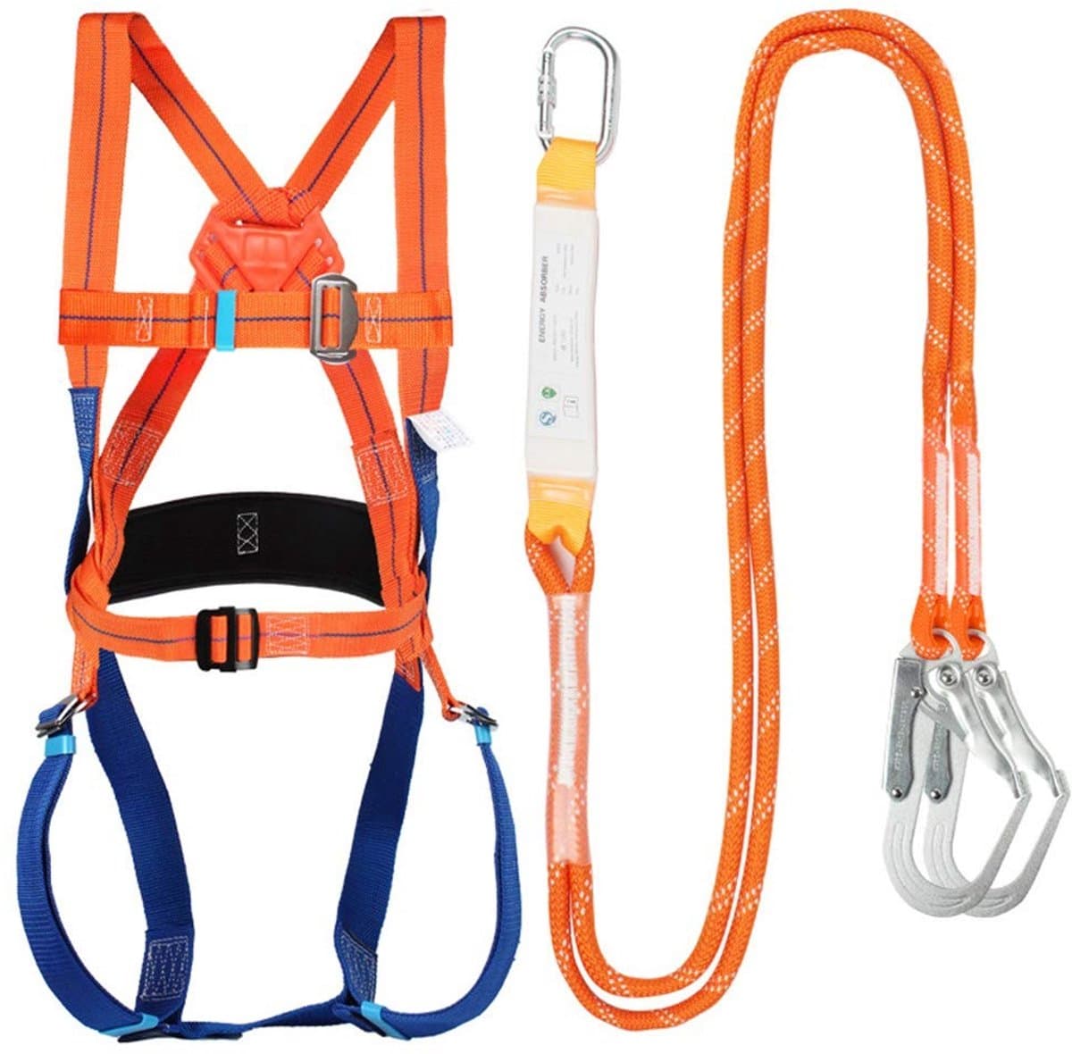Dailygoods - Valbeschermingsset - Veiligheidsharnas - Compleet met valabsorberende riem - Geschikt voor werken op hoogte - Veiligheidsuitrusting - Voo...