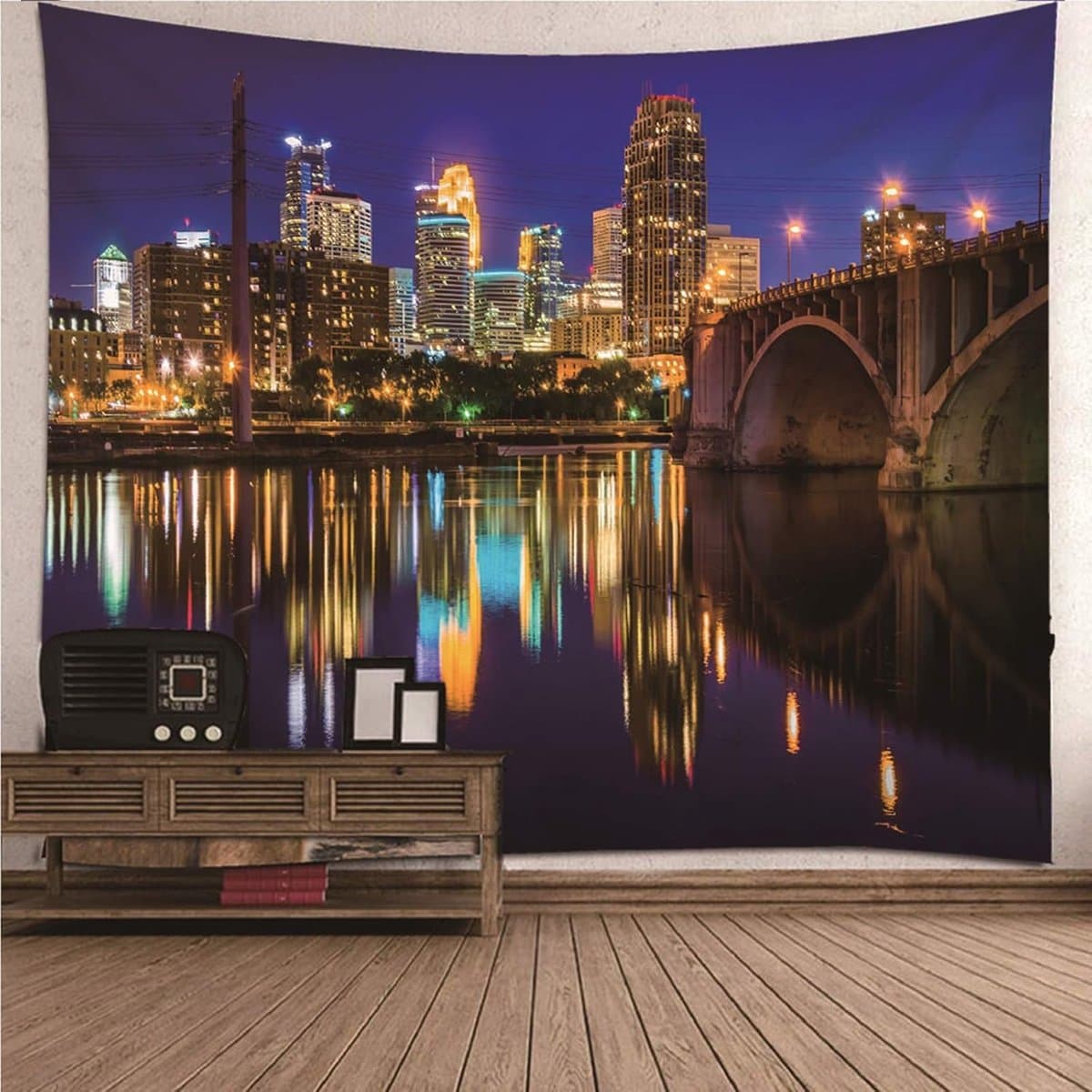 Wandkleed Stadslandschap - Wanddecoratie Tapijt - Woonkamer Decoratie - Polyester Materiaal - 150x150 cm - Veelkleurig