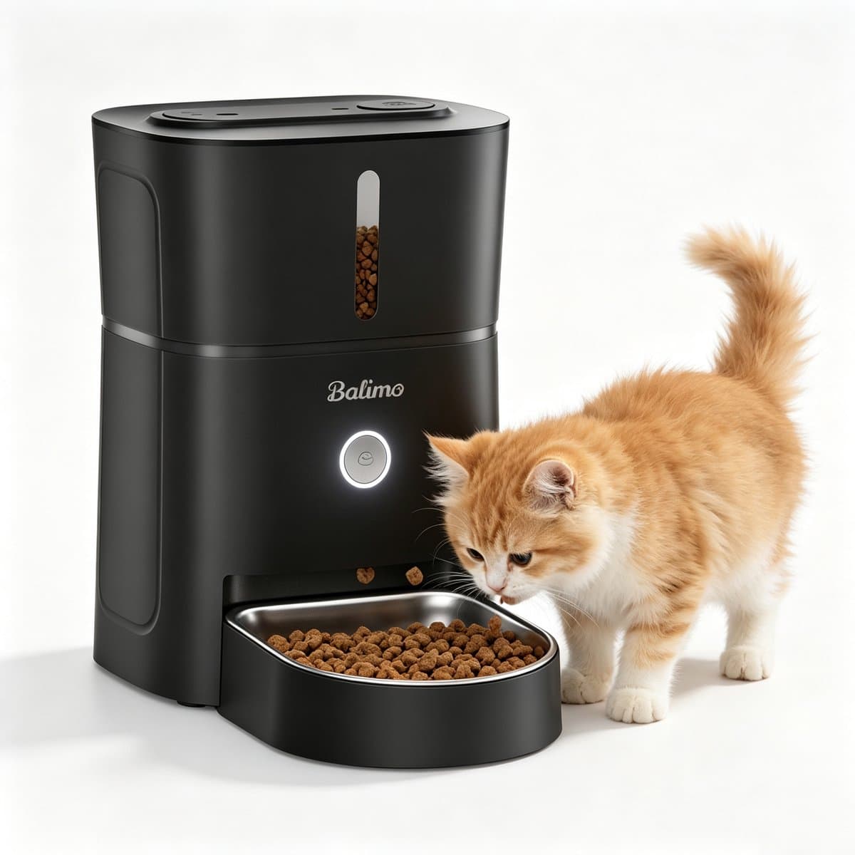 Balimo Automatische Voerbak voor kat en hond - Voerdispenser kat - Voerautomaat hond - Programmeerbare voerplanning 3L - Zwart