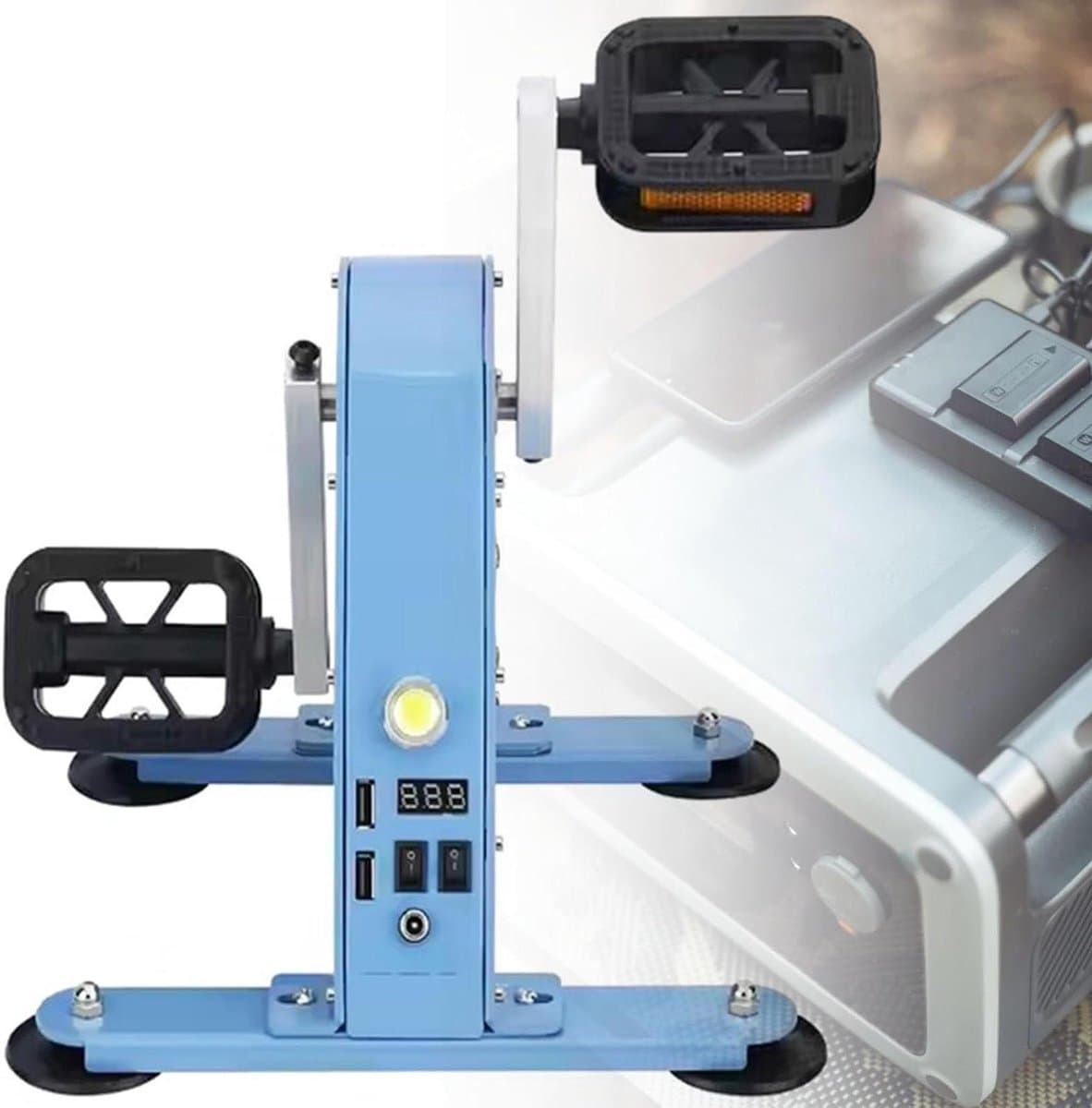 Pedaal Generator - Handslinger Stroom - Kamperen Buiten - Dubbele USB Snelladen - 100W - Zwart