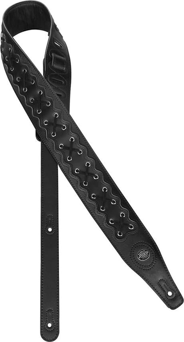 Gaucho GST-648-BK gitaarriem, kunstleer, geveterd, zwart