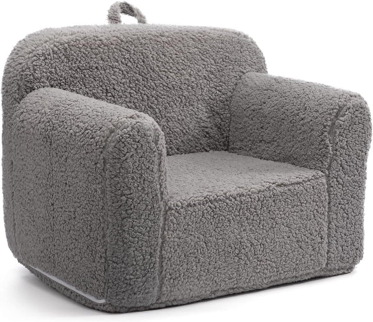 Ultra Zachte Kinderbank voor Lezen en Relaxen, Grijze Mini Sofa voor Peuters en Kinderen