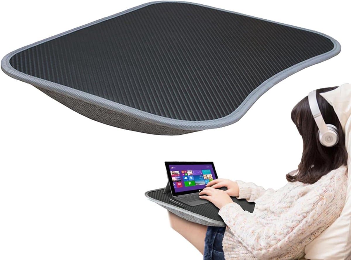 Draagbaar Laptopbureau - Knietafel Ventilator - Comfortabel Werken - Met Kussen Ventilator - 39 x 29 cm - Zwart