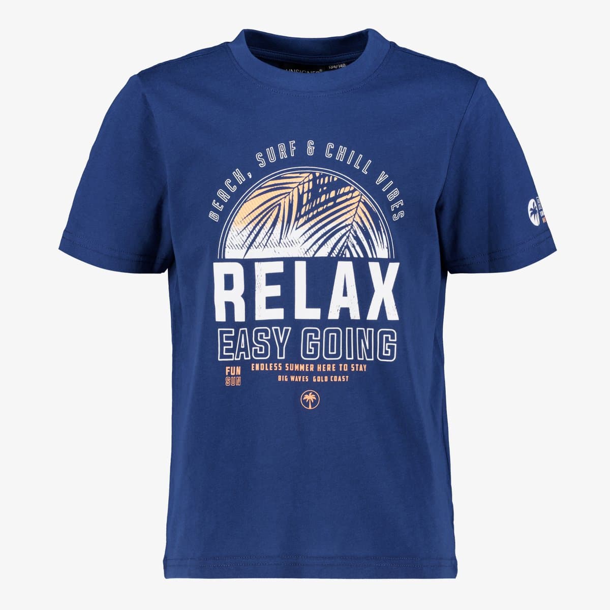 Unsigned jongens T-shirt met opdruk blauw - Maat 170