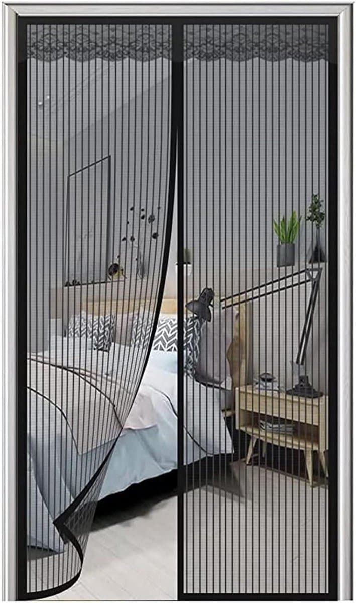 Magnetische Klamboe Deur - Horren Gordijn Vliegendeur - Insecten Buiten Houden - Automatische Sluiting - 195 x 240 cm - Zwart